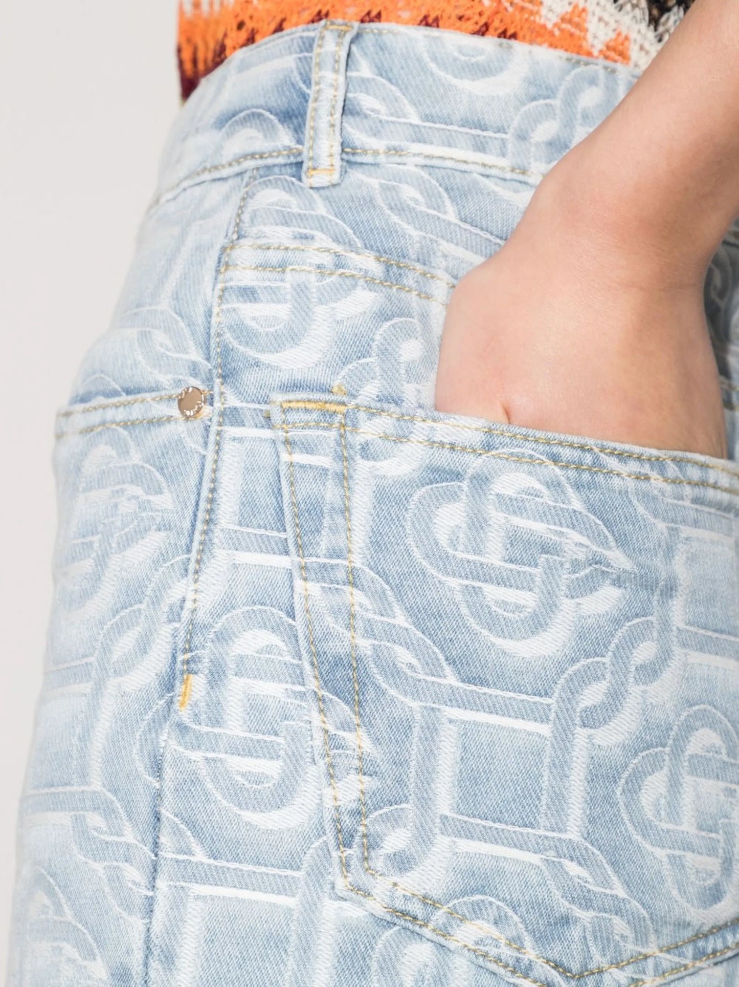 monogram-print straight-leg jeans