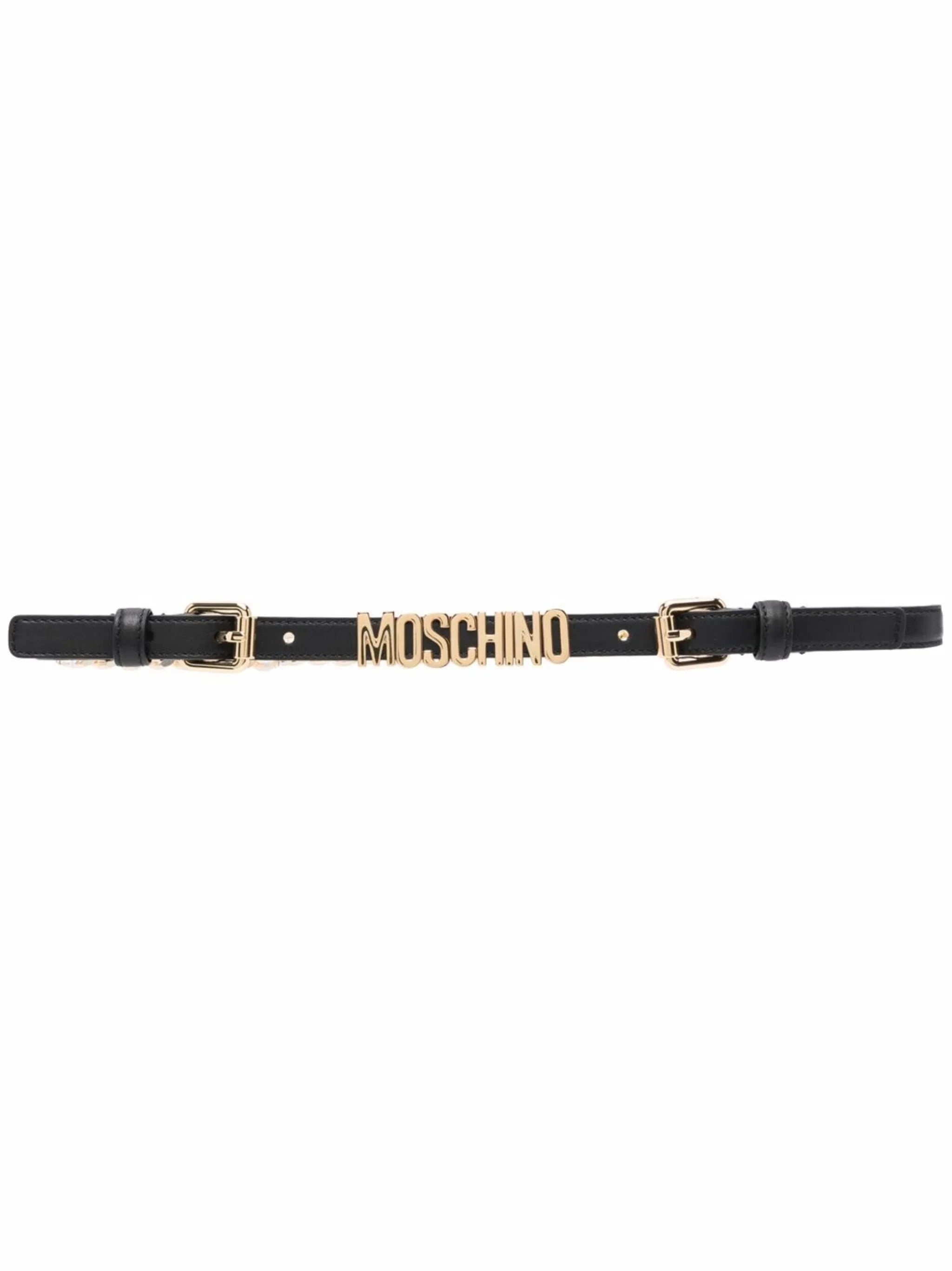 logo-plaque leather belt