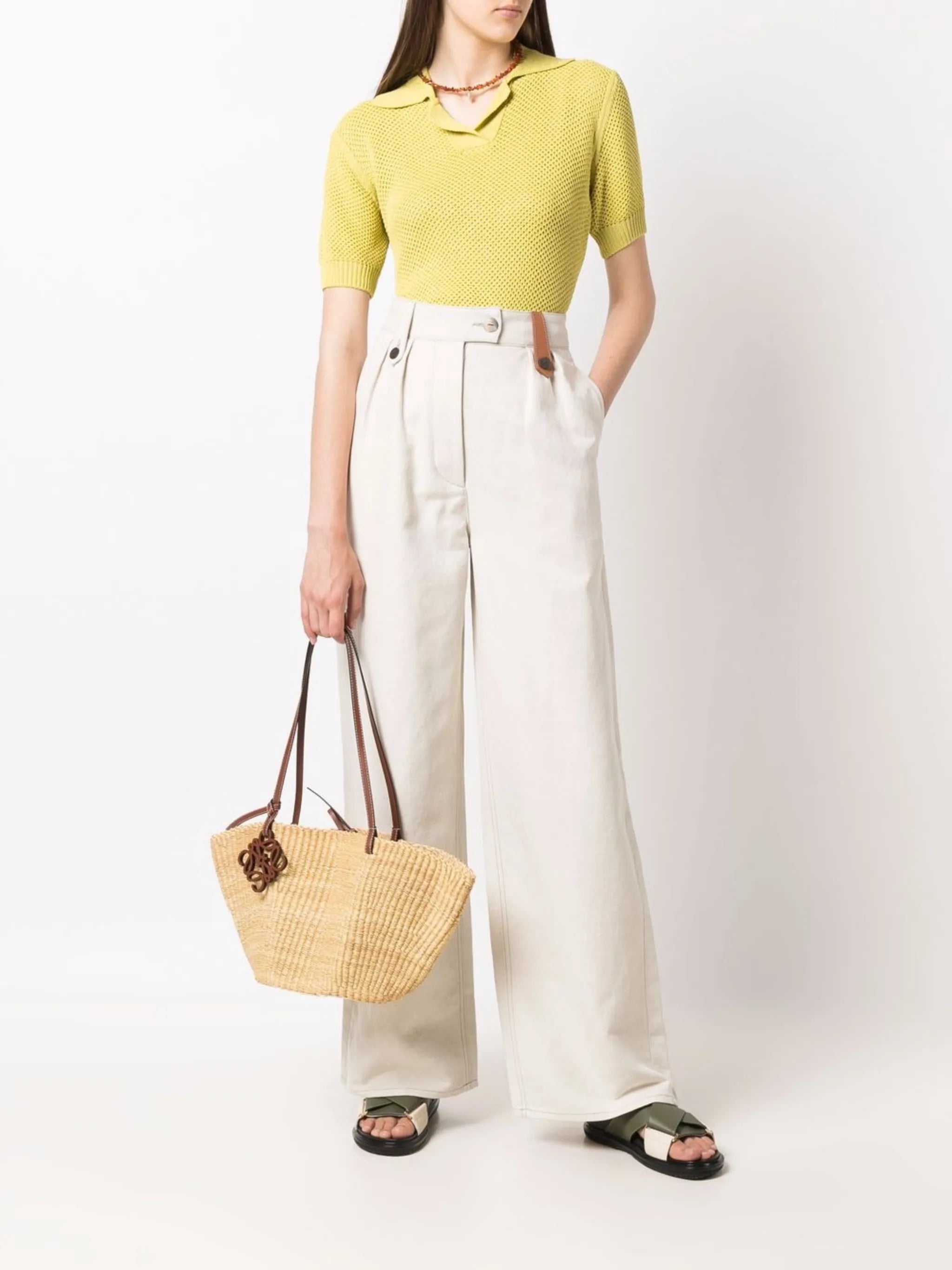 high-waisted wide-leg trousers