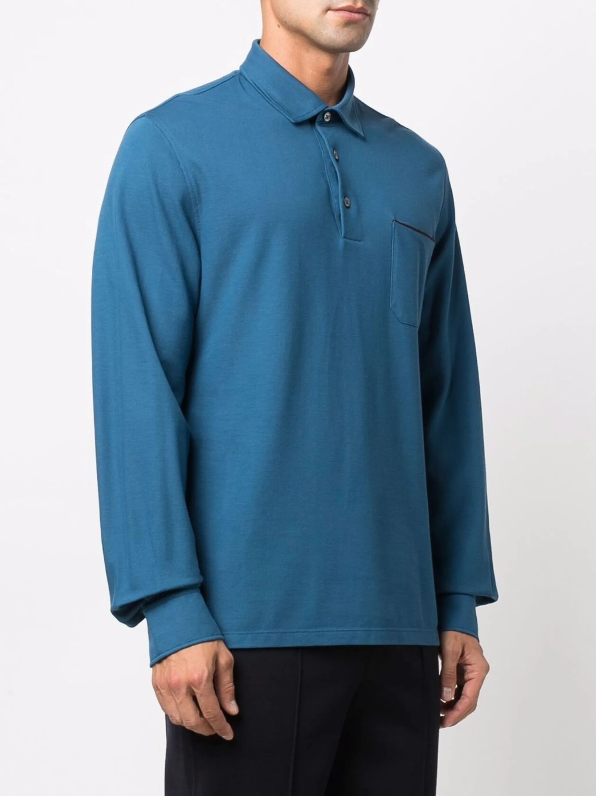 long-sleeve cotton polo shirt