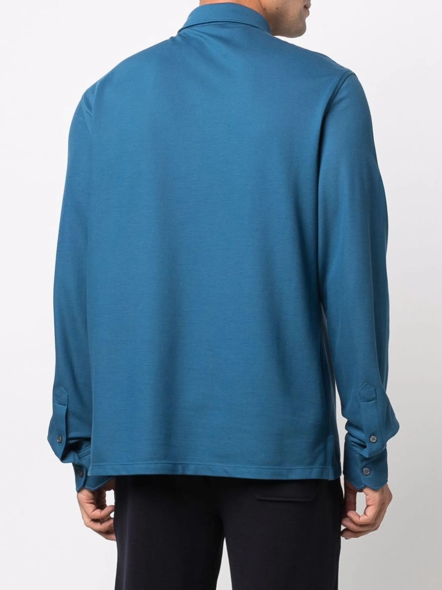 long-sleeve cotton polo shirt