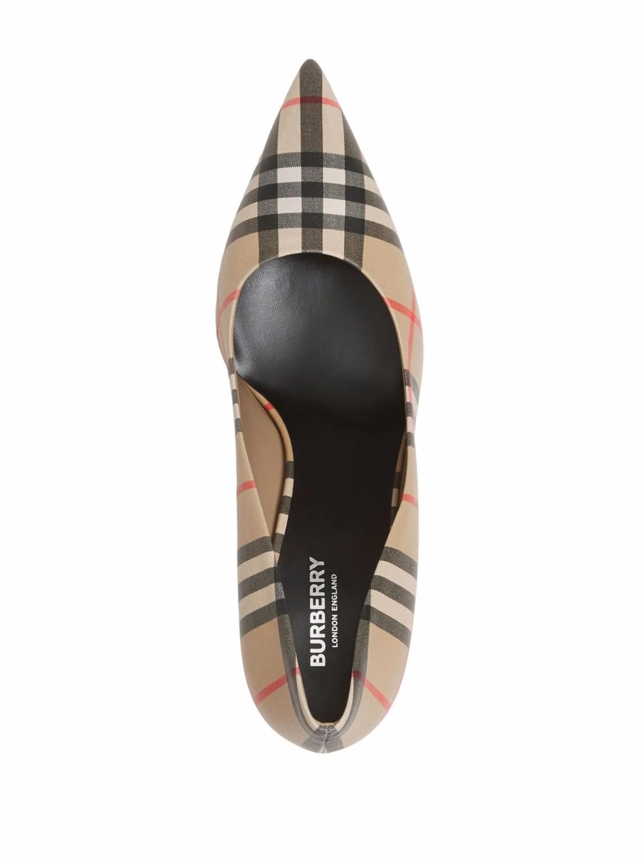 checked leather pumps
