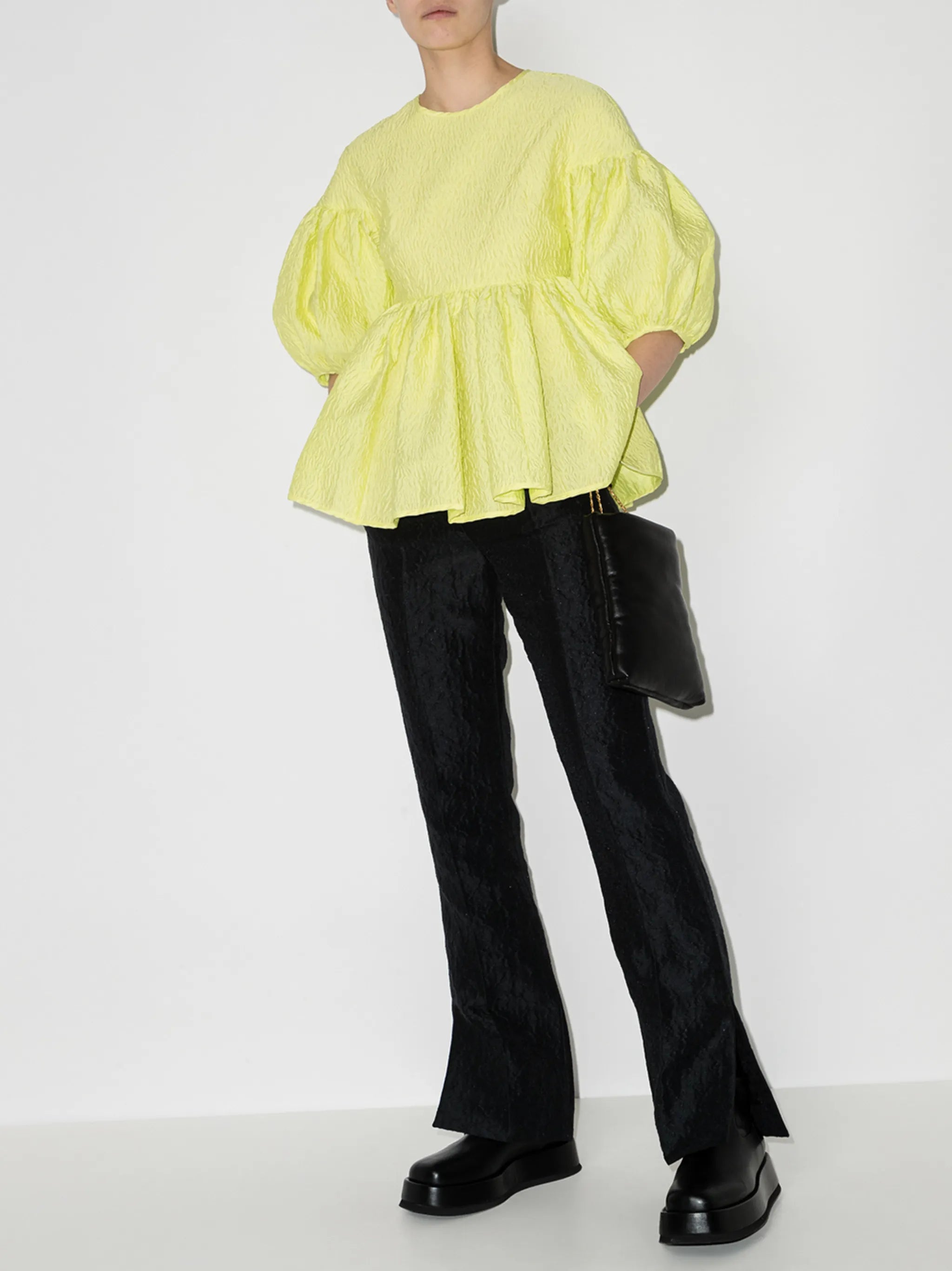 Elisabeth slim-leg cloqué trousers