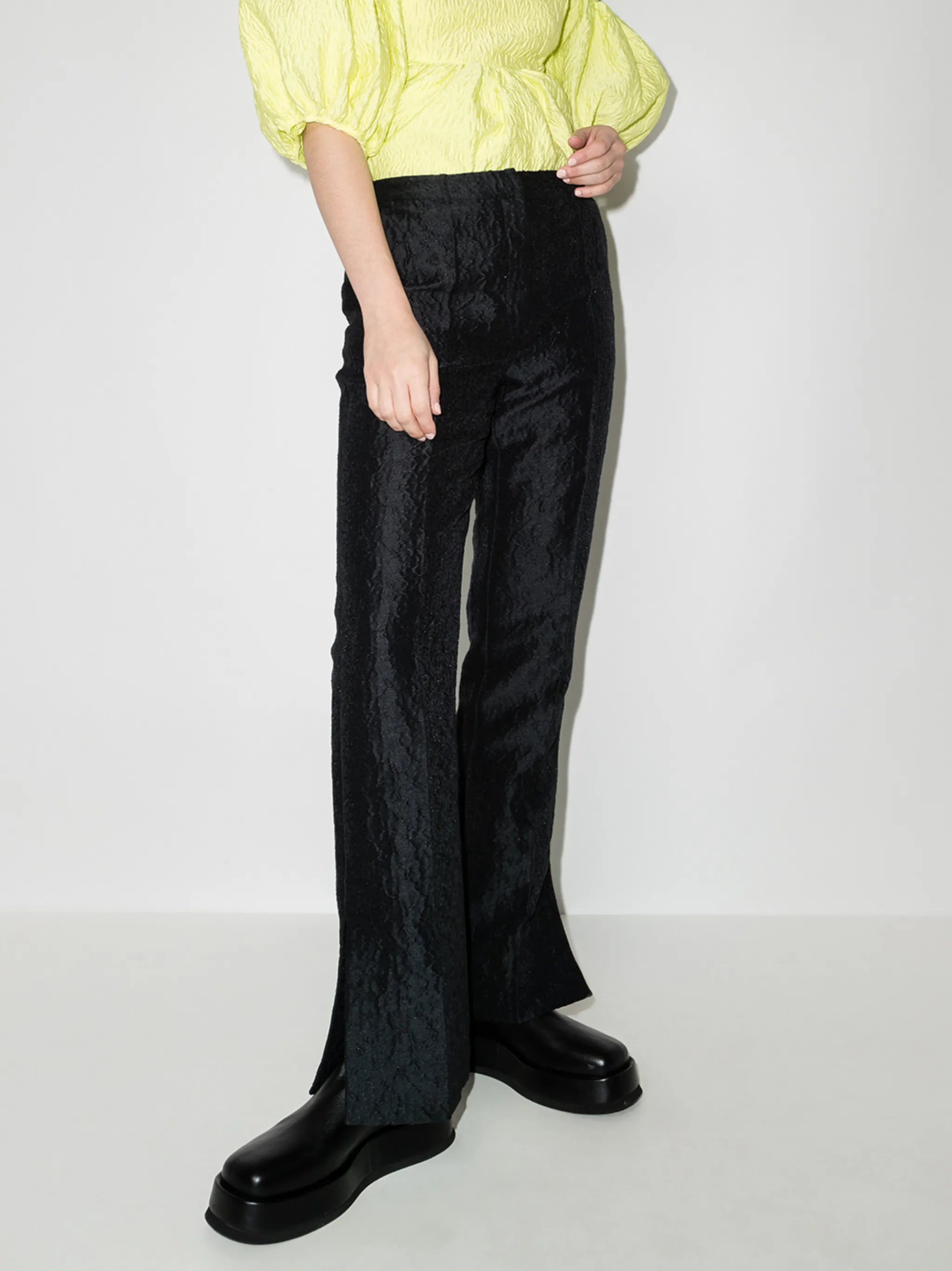 Elisabeth slim-leg cloqué trousers