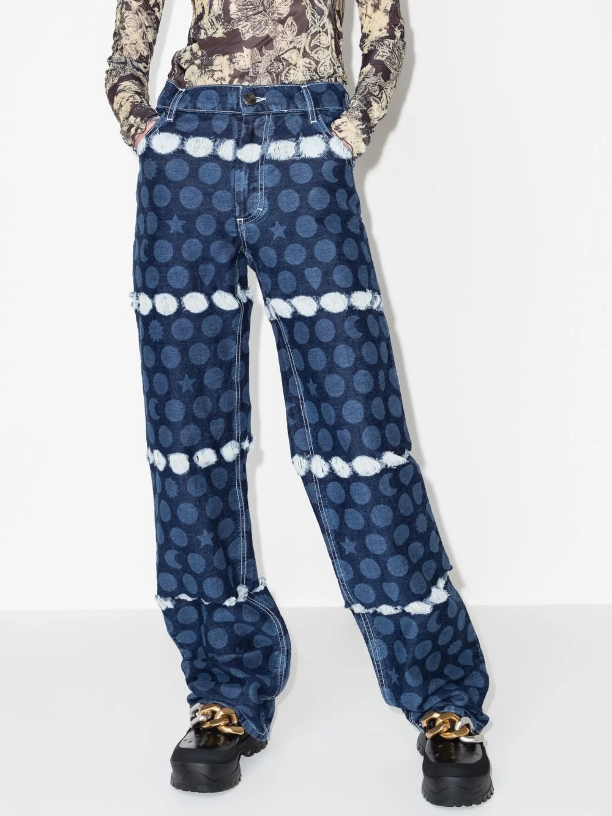 Runes graphic-print boyfriend-cut jeans