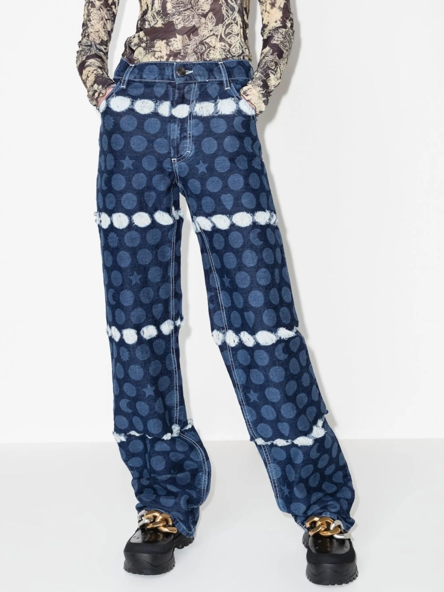 Runes graphic-print boyfriend-cut jeans