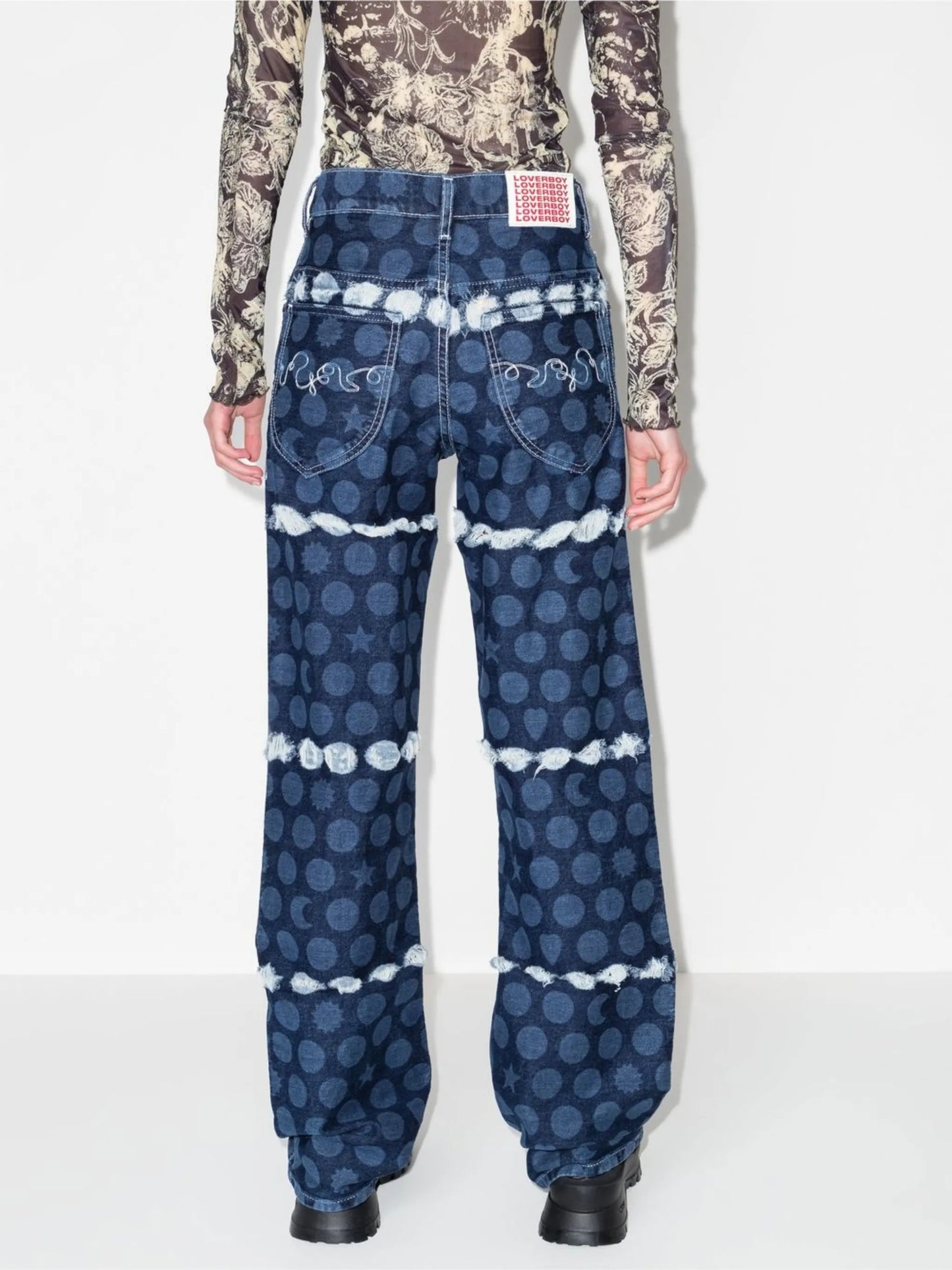 Runes graphic-print boyfriend-cut jeans