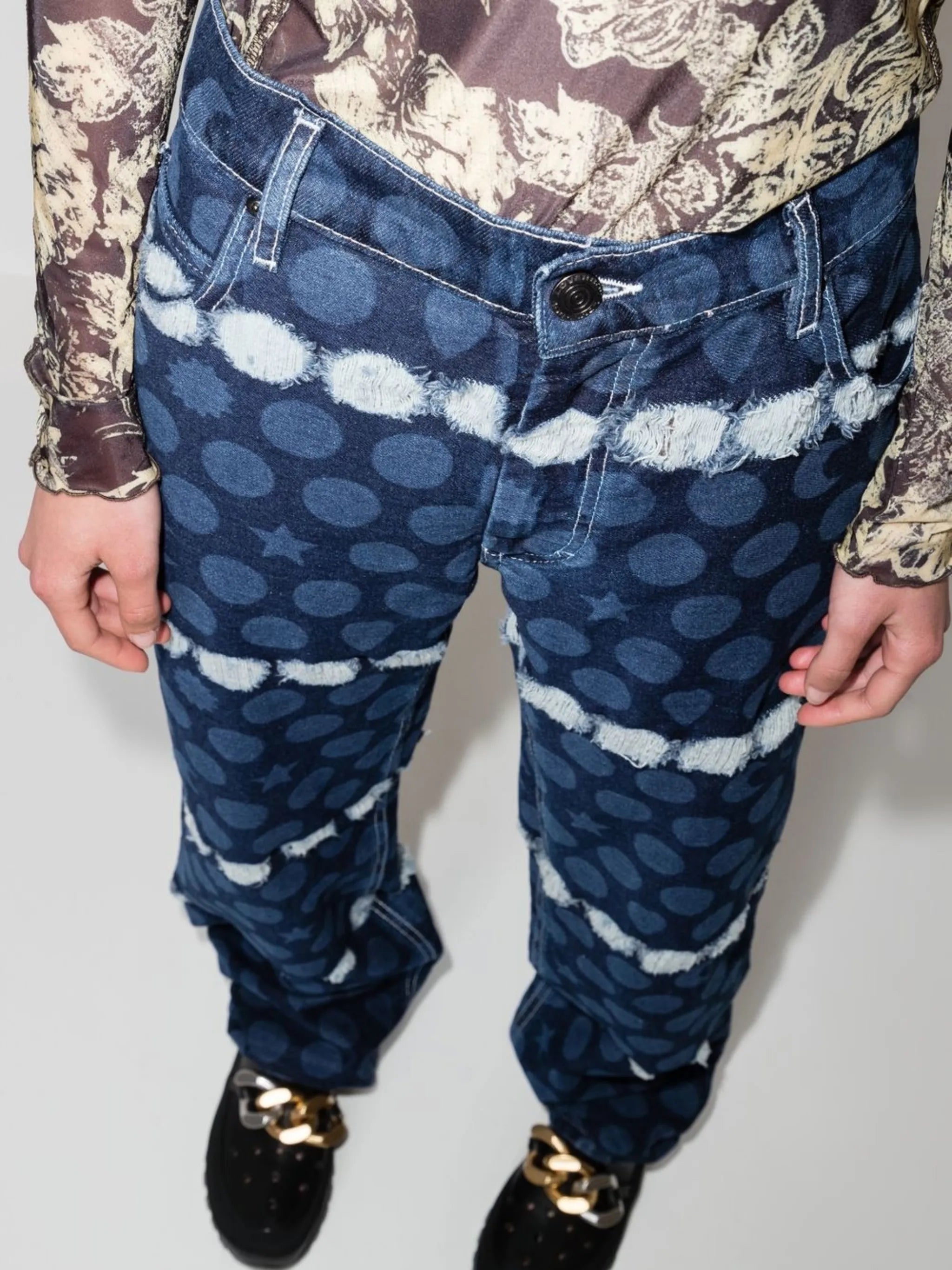Runes graphic-print boyfriend-cut jeans