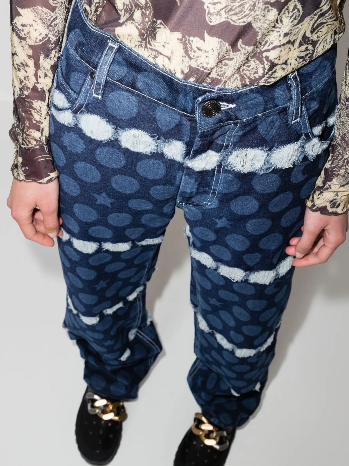 Runes graphic-print boyfriend-cut jeans