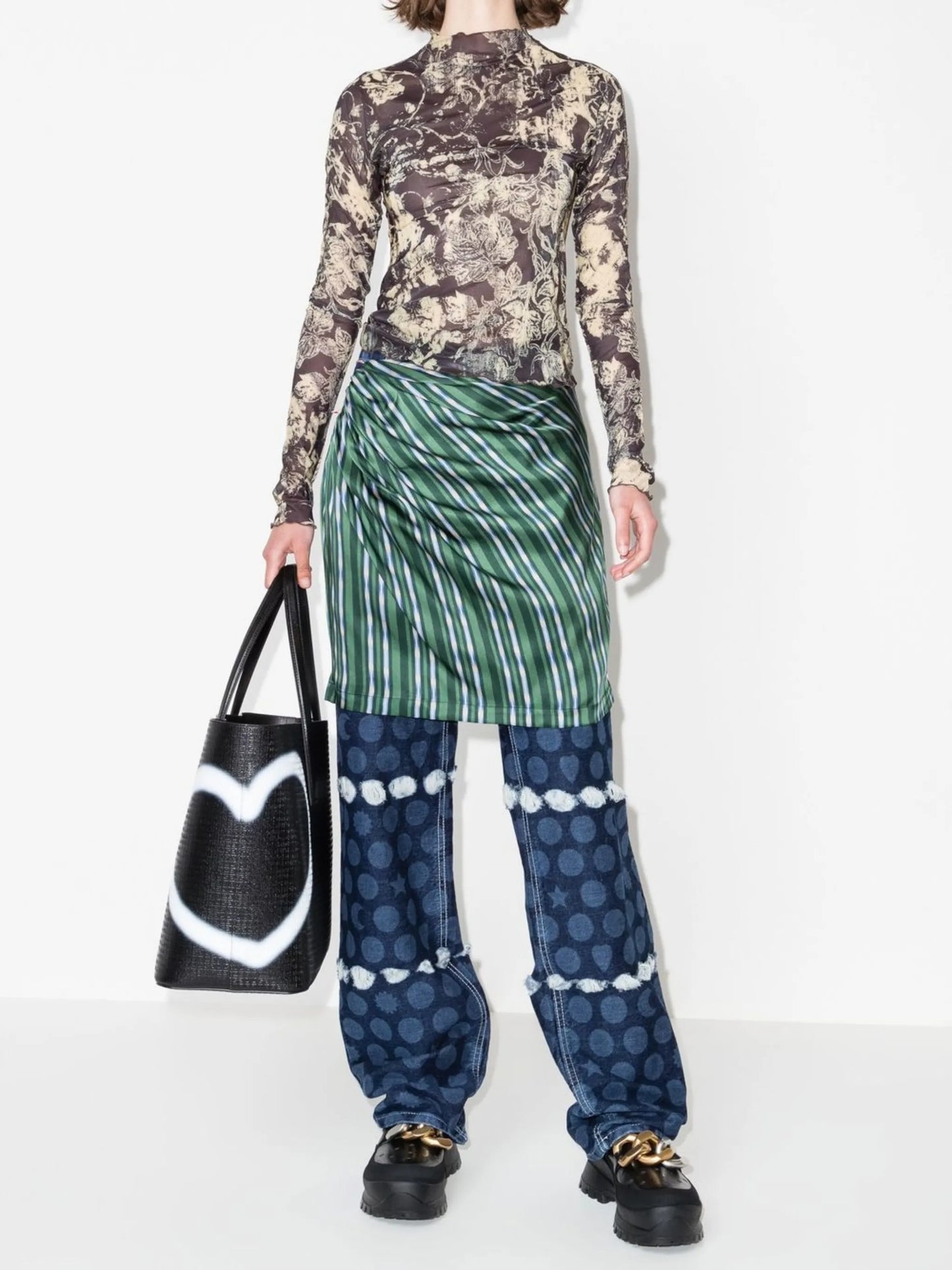 Runes graphic-print boyfriend-cut jeans