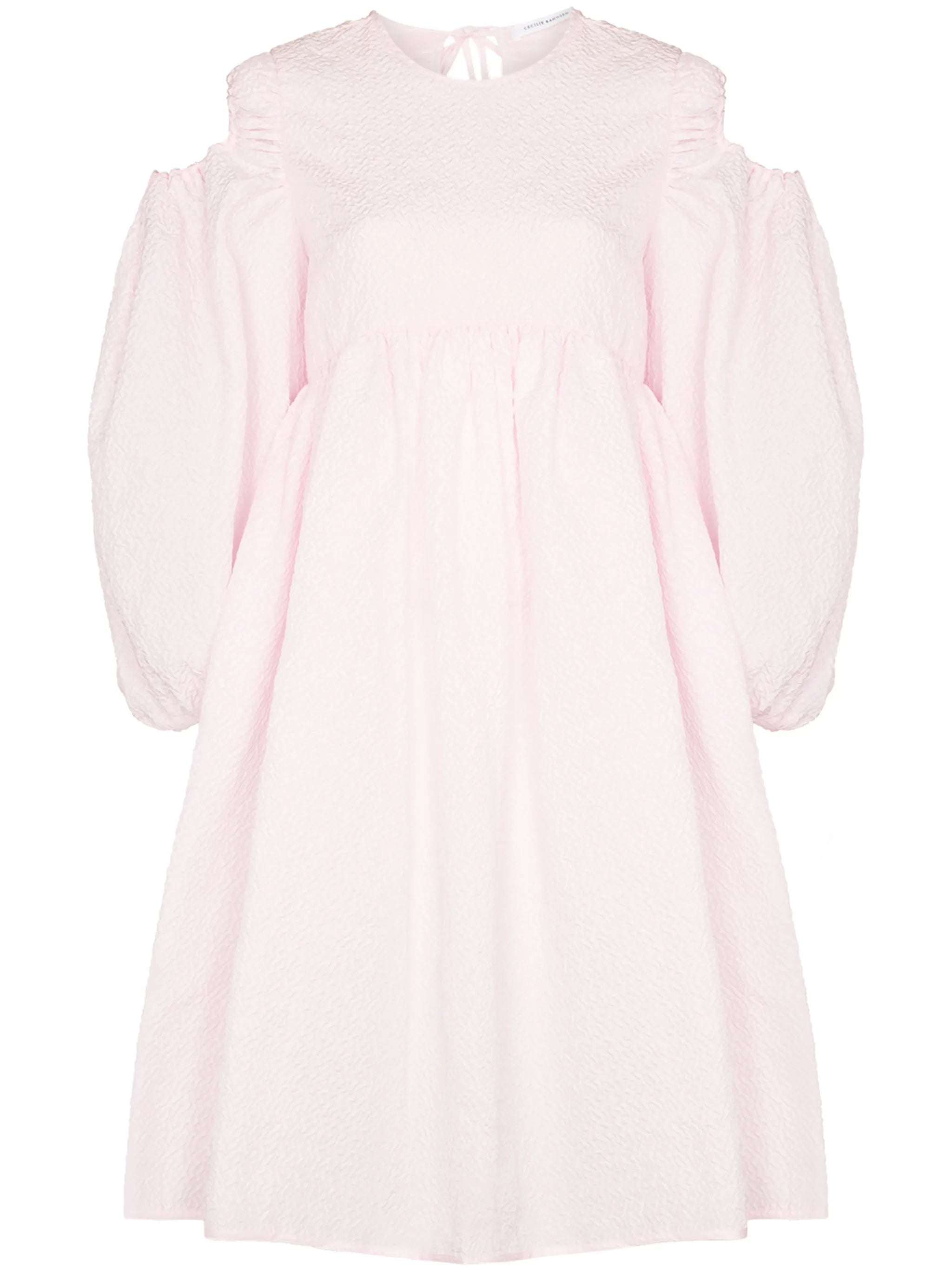 Janessa puff-sleeves midi dress