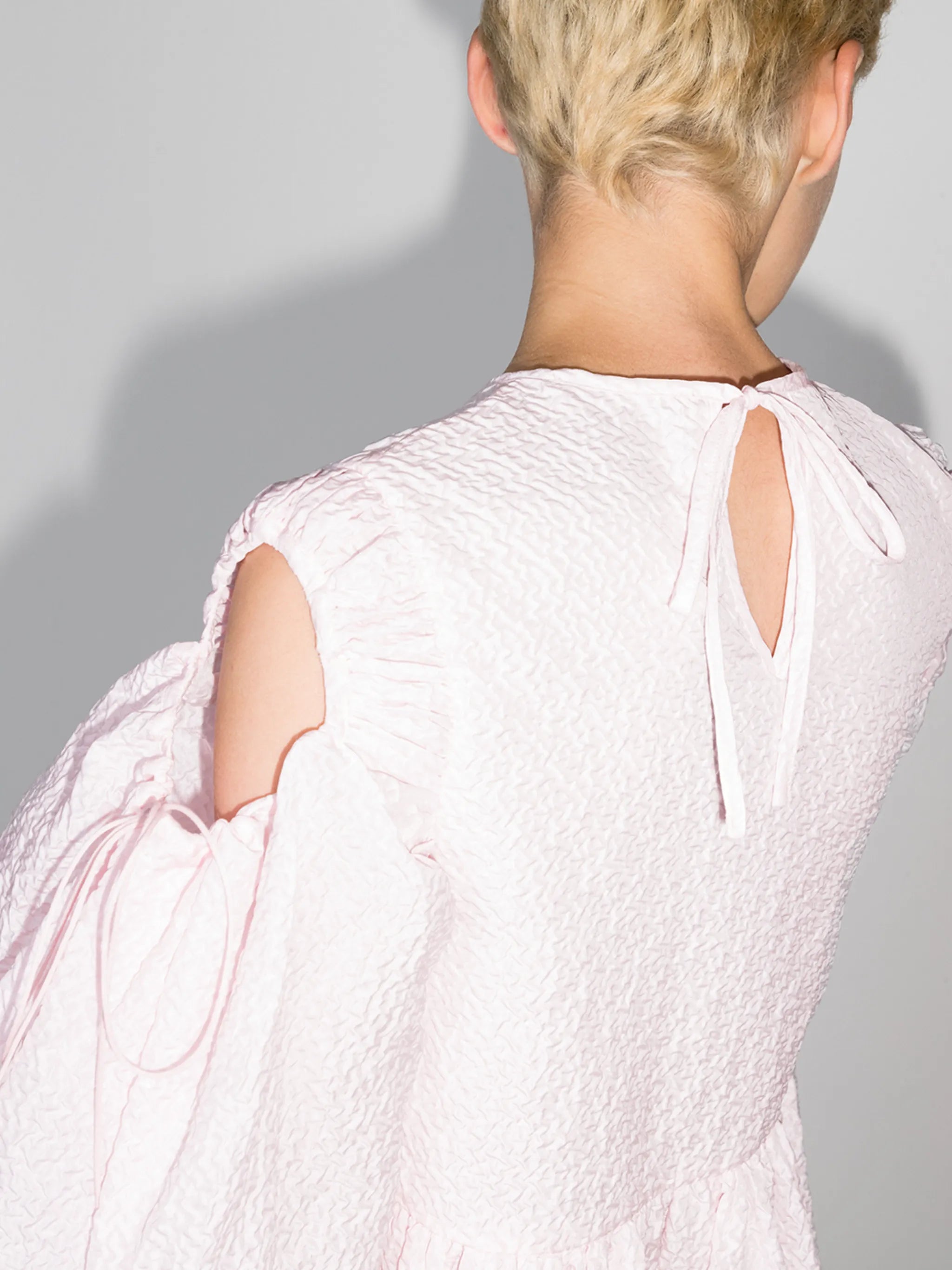 Janessa puff-sleeves midi dress