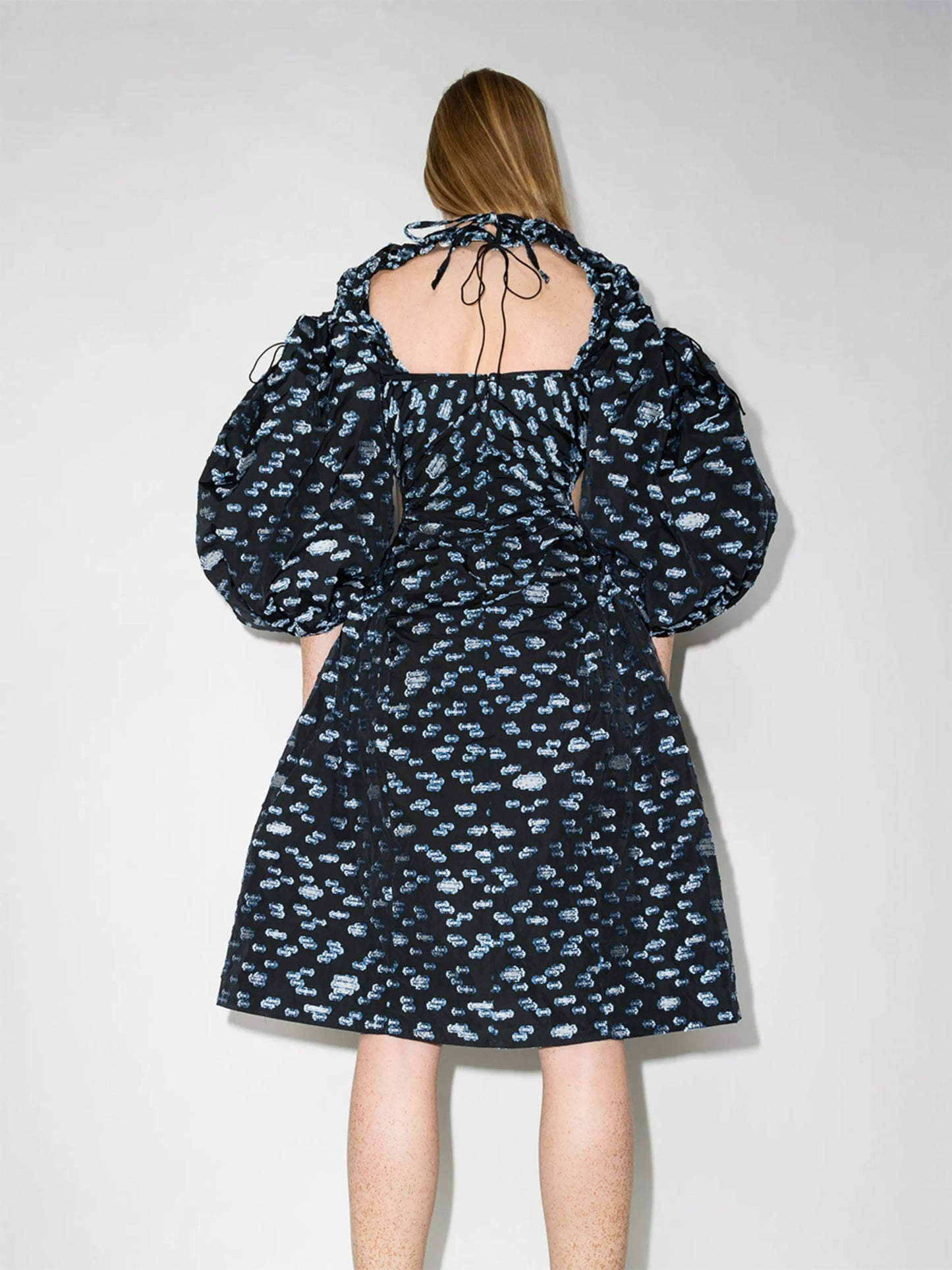 Jaz puff-sleeves printed dress