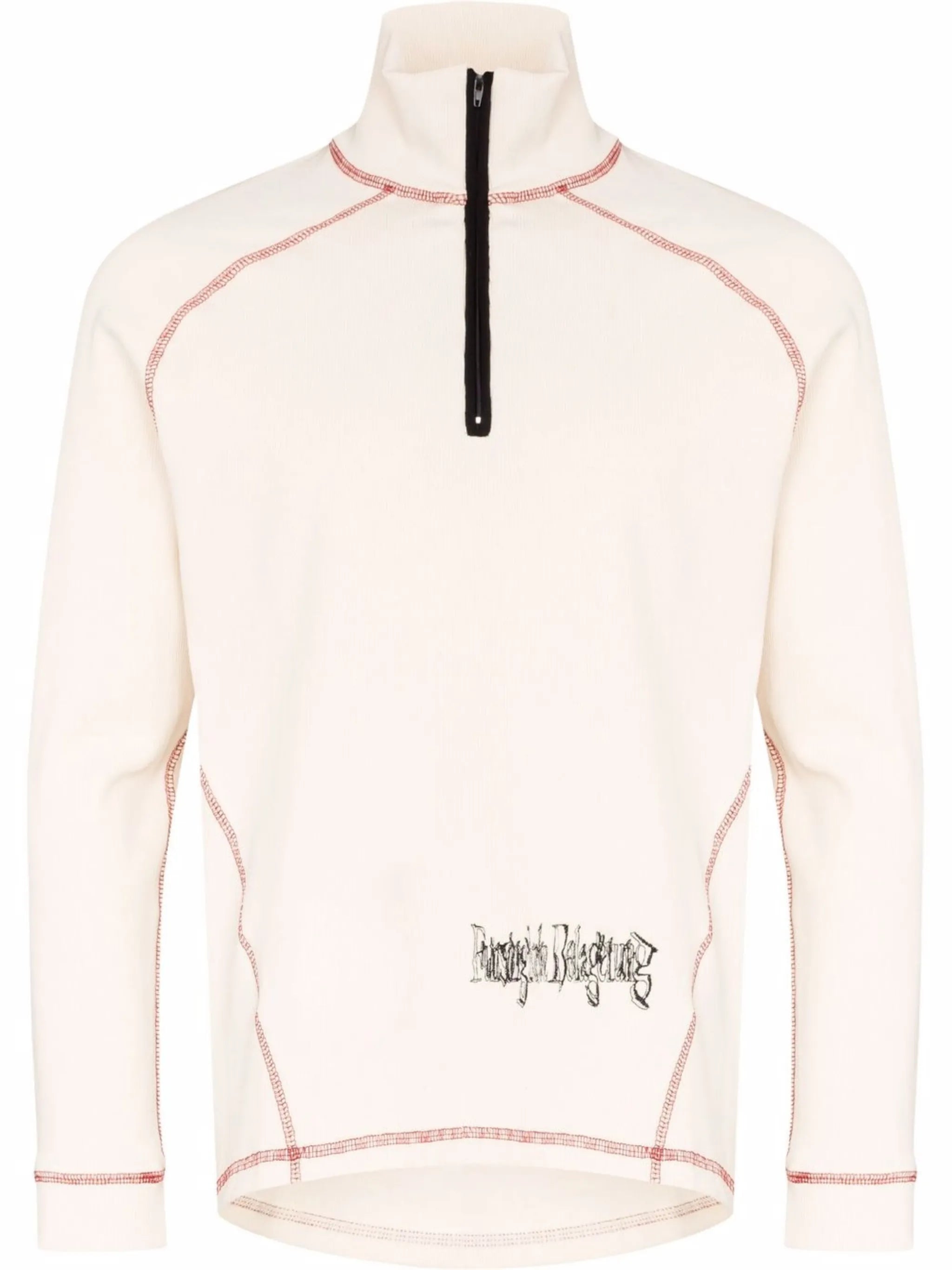 ribbed funnel-neck sweatshirt
