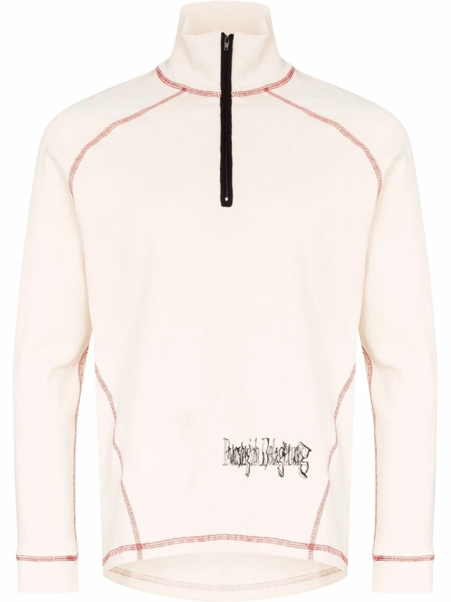 ribbed funnel-neck sweatshirt