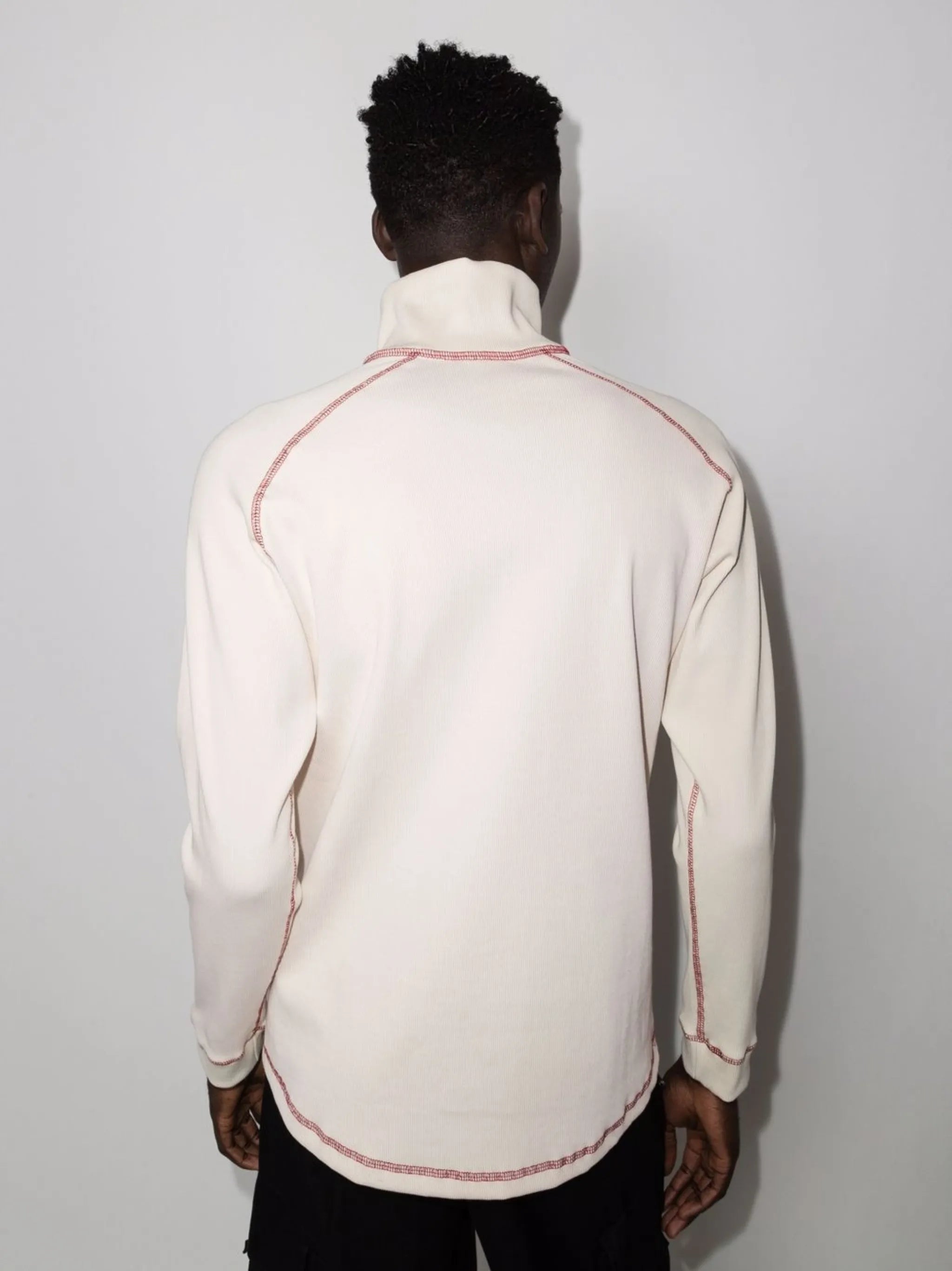 ribbed funnel-neck sweatshirt
