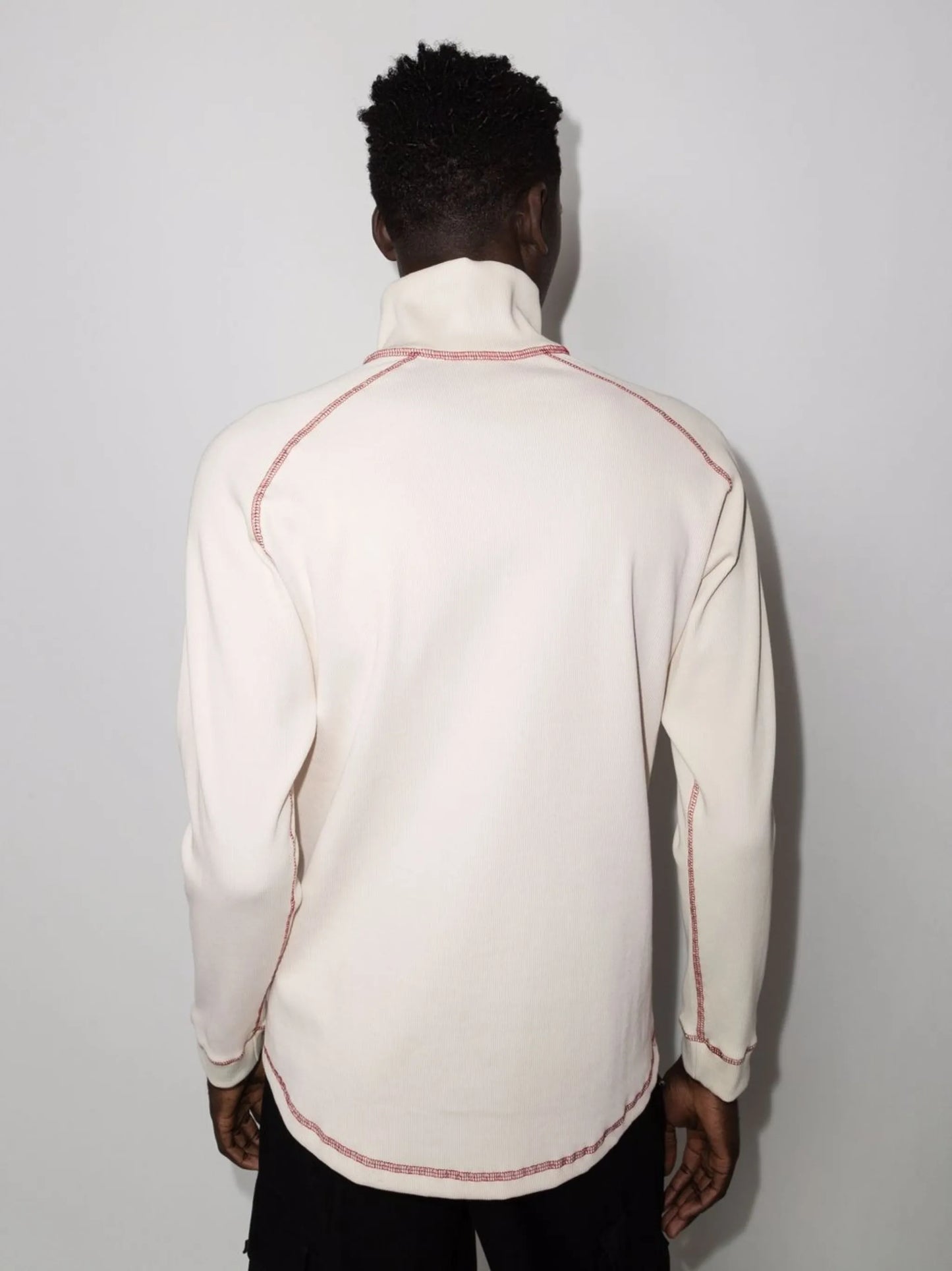 ribbed funnel-neck sweatshirt