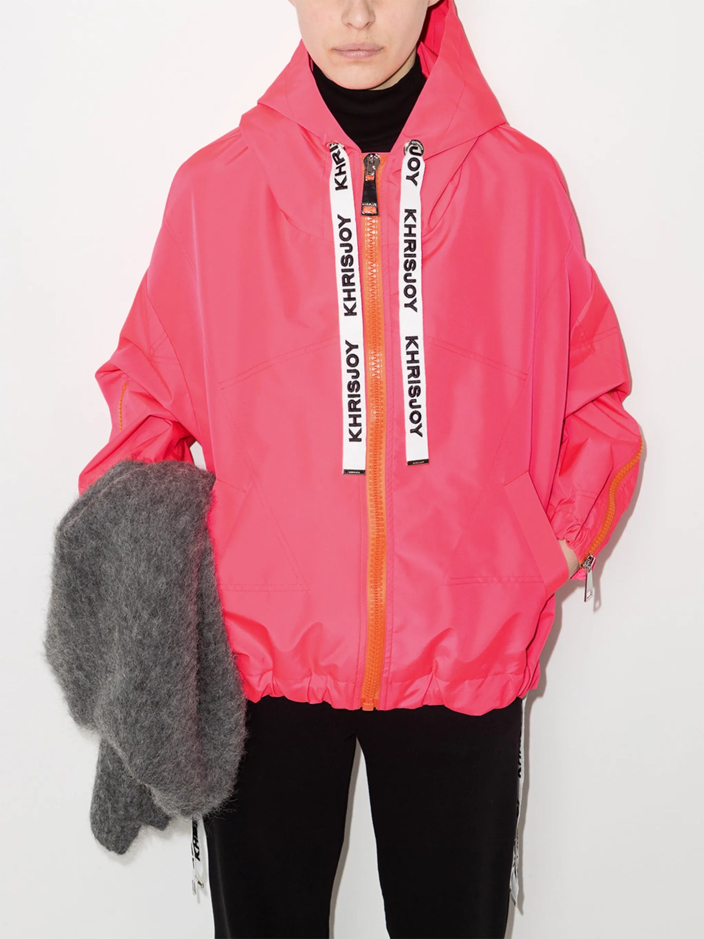 logo-strap hooded jacket