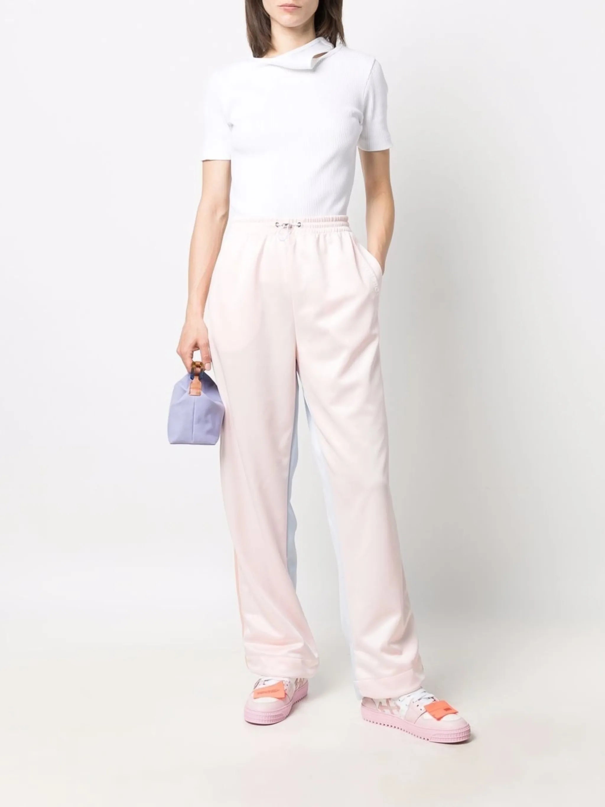 contrasting panel-detail trousers