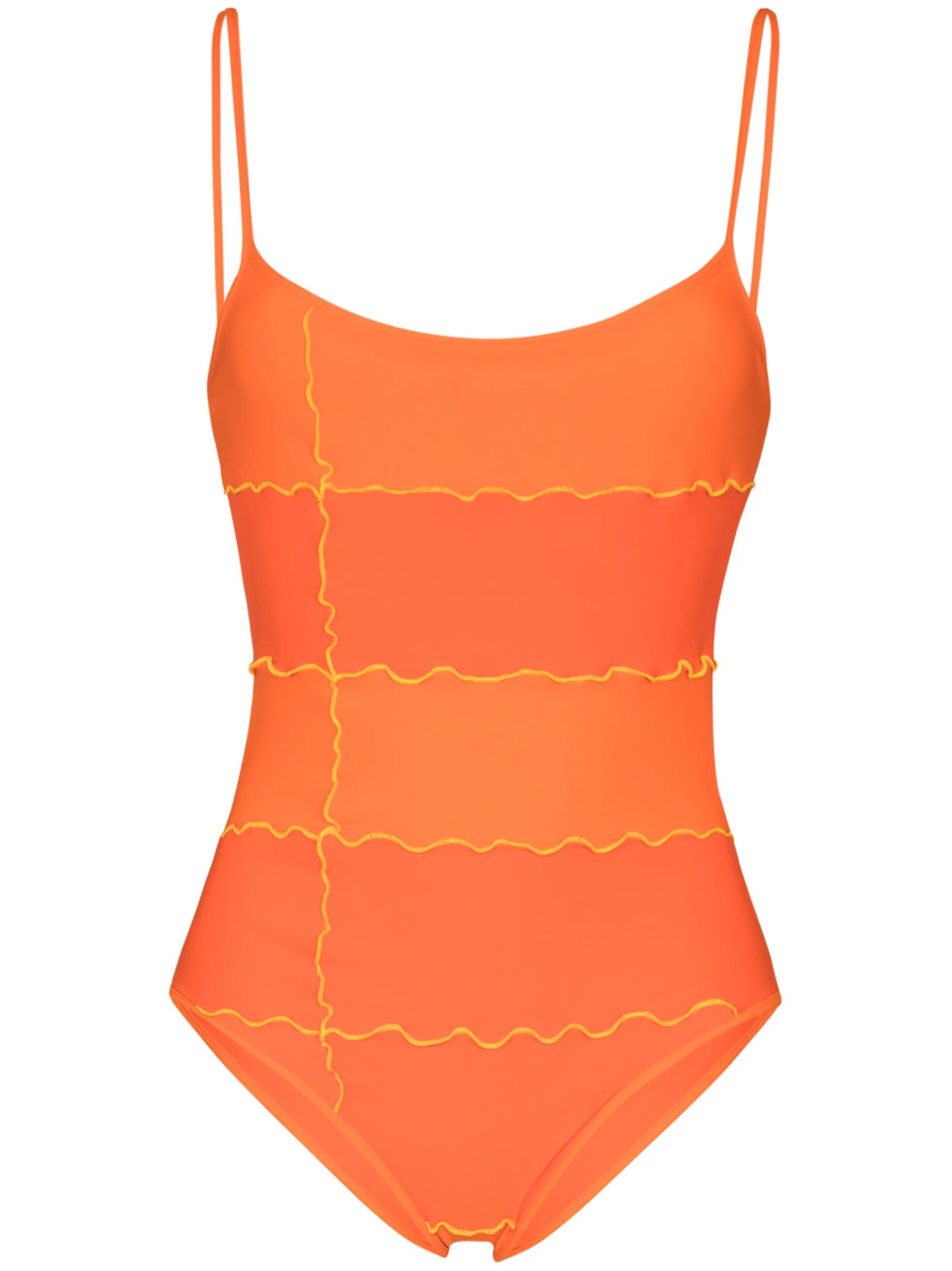 patchwork spaghetti strap swimsuit