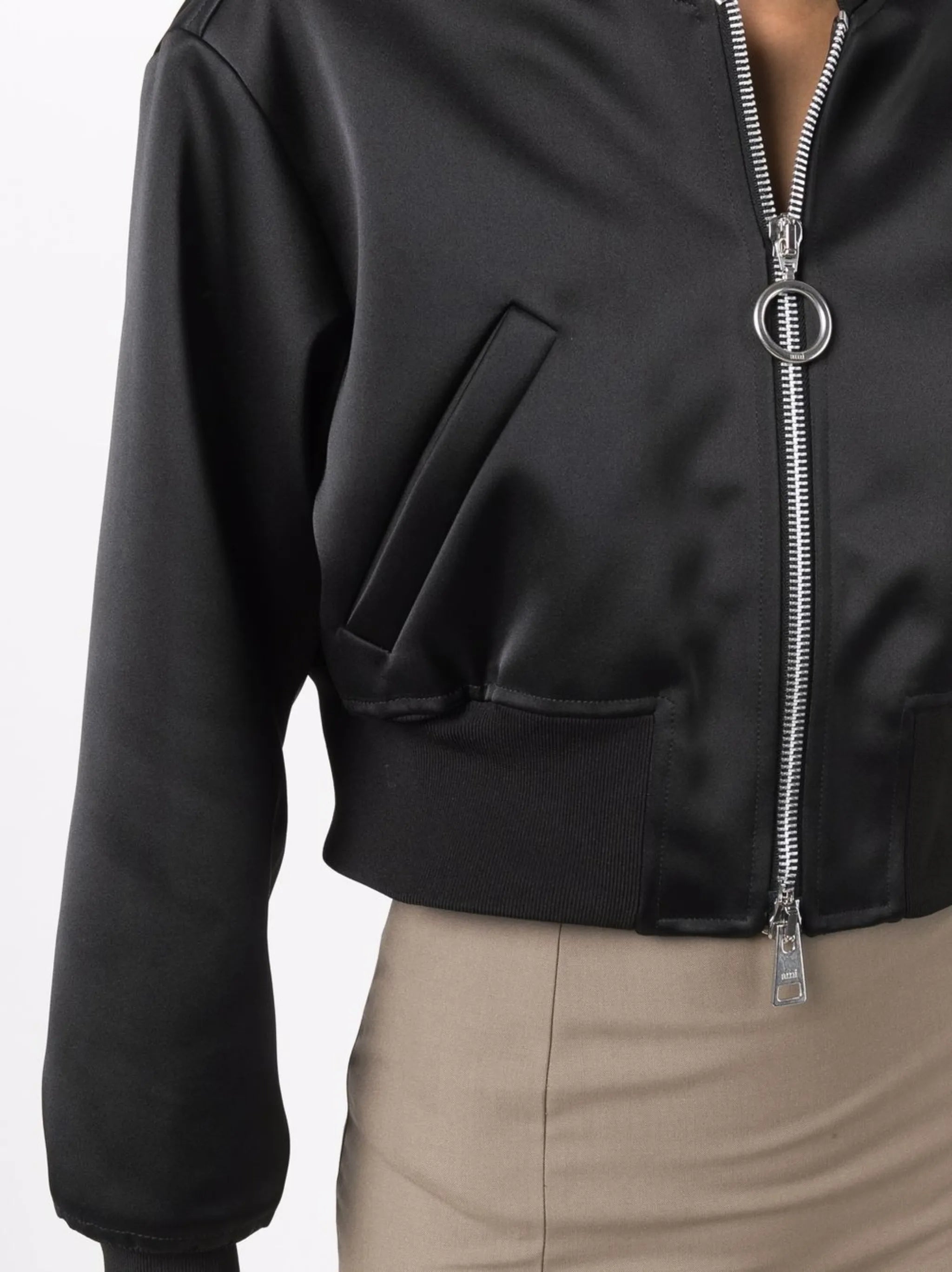 cropped zipped bomber jacket