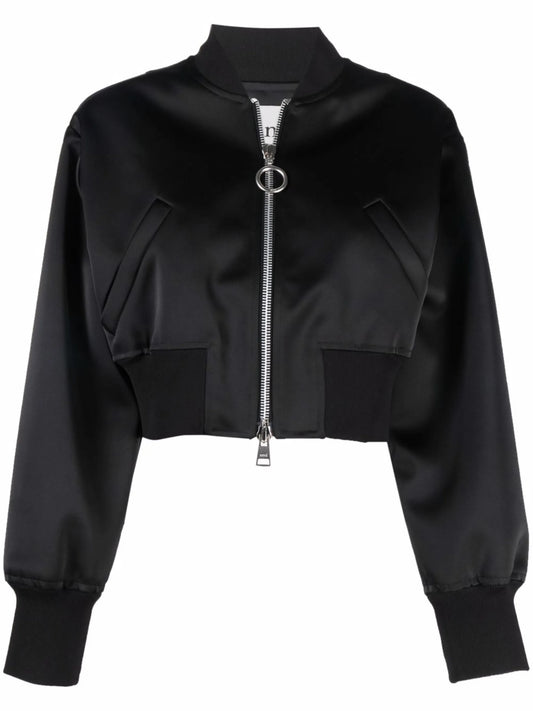 cropped zipped bomber jacket