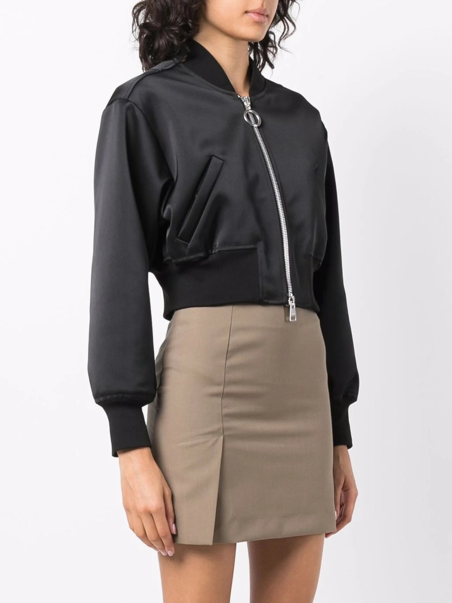 cropped zipped bomber jacket