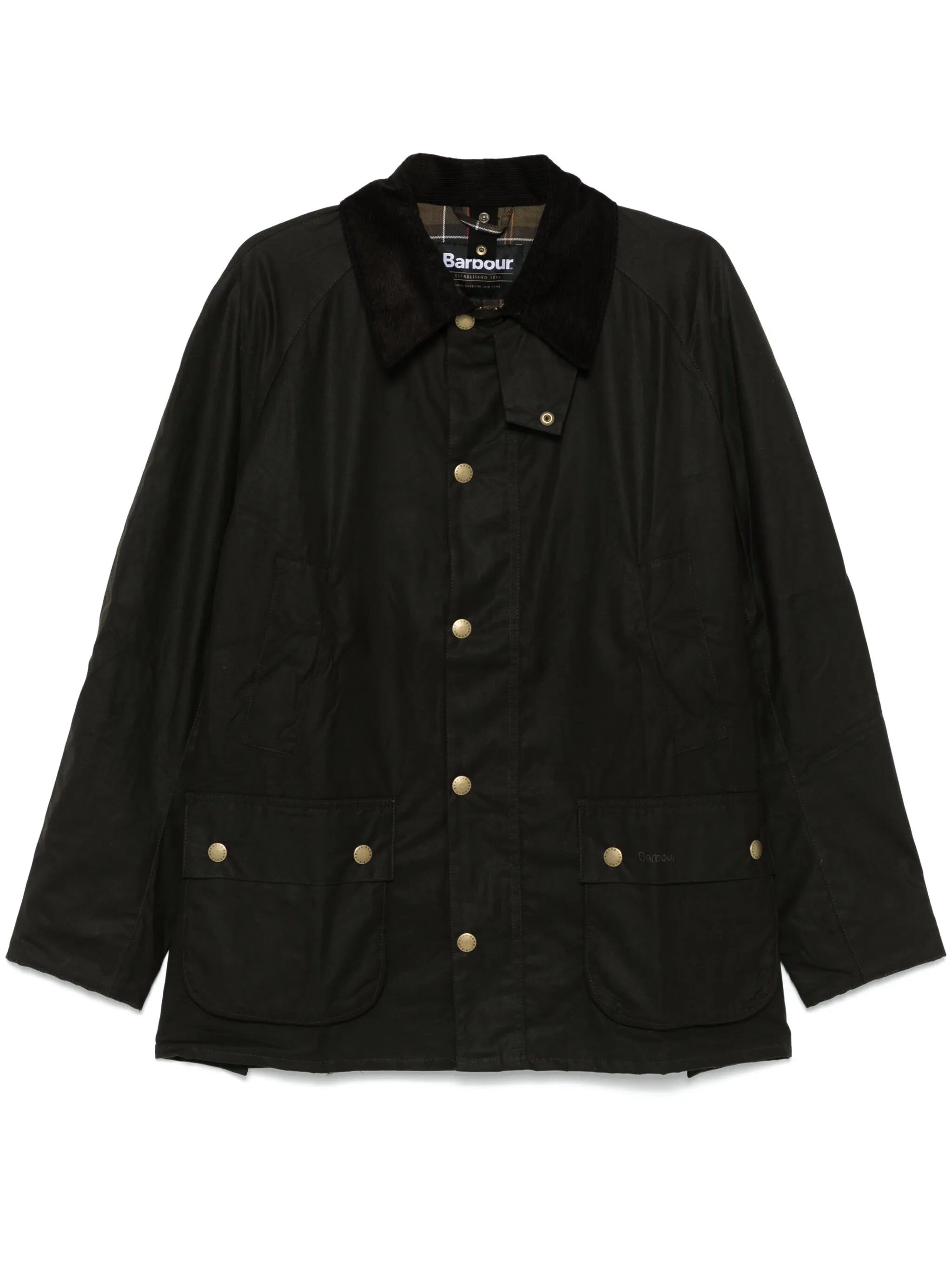 waxed-cotton corduroy-collar jacket