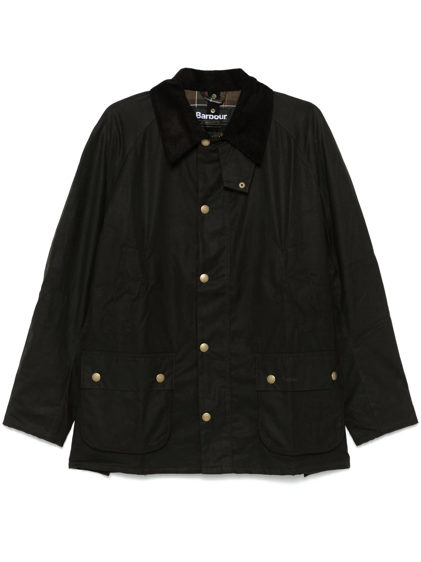 waxed-cotton corduroy-collar jacket