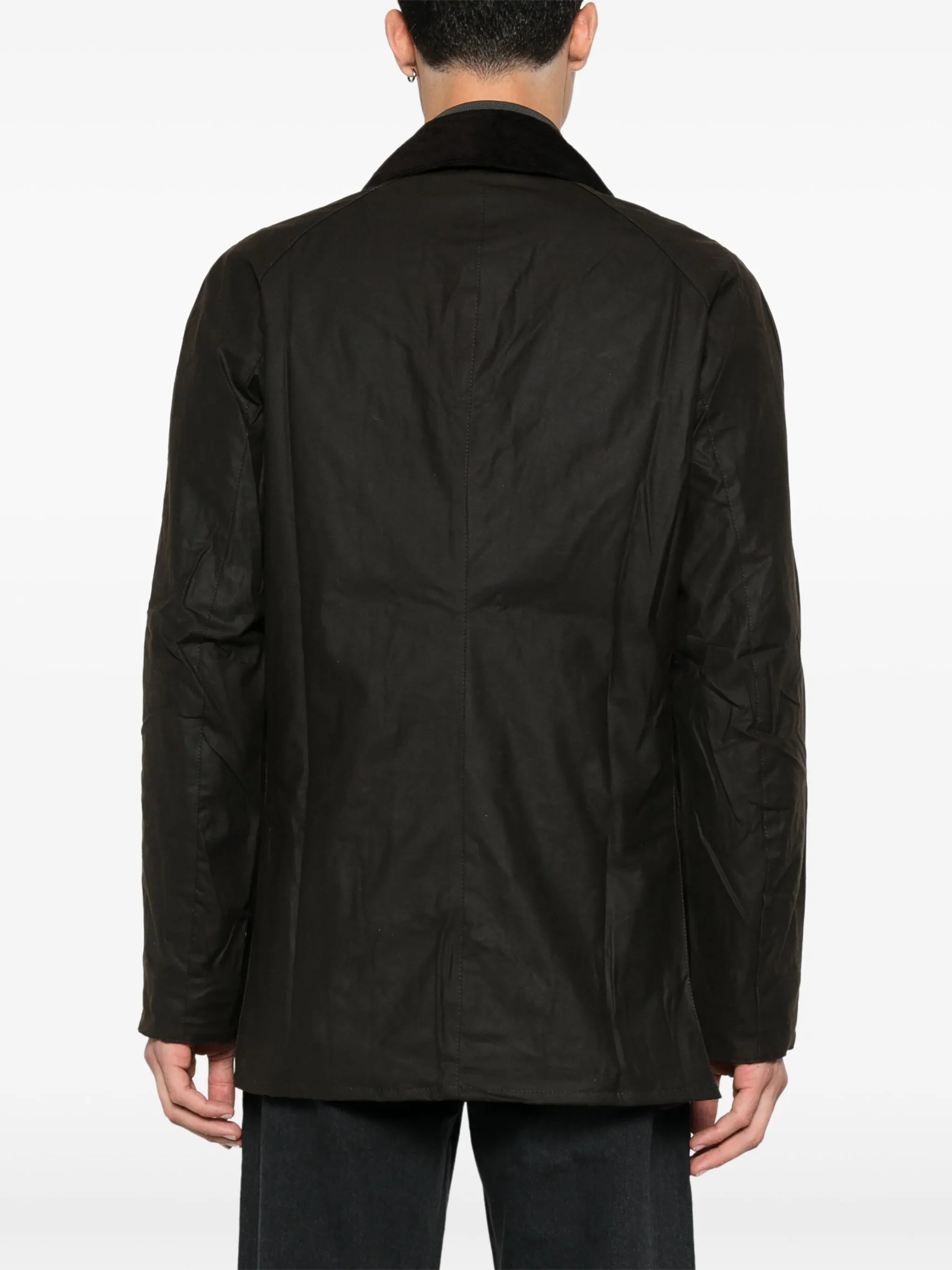 waxed-cotton corduroy-collar jacket