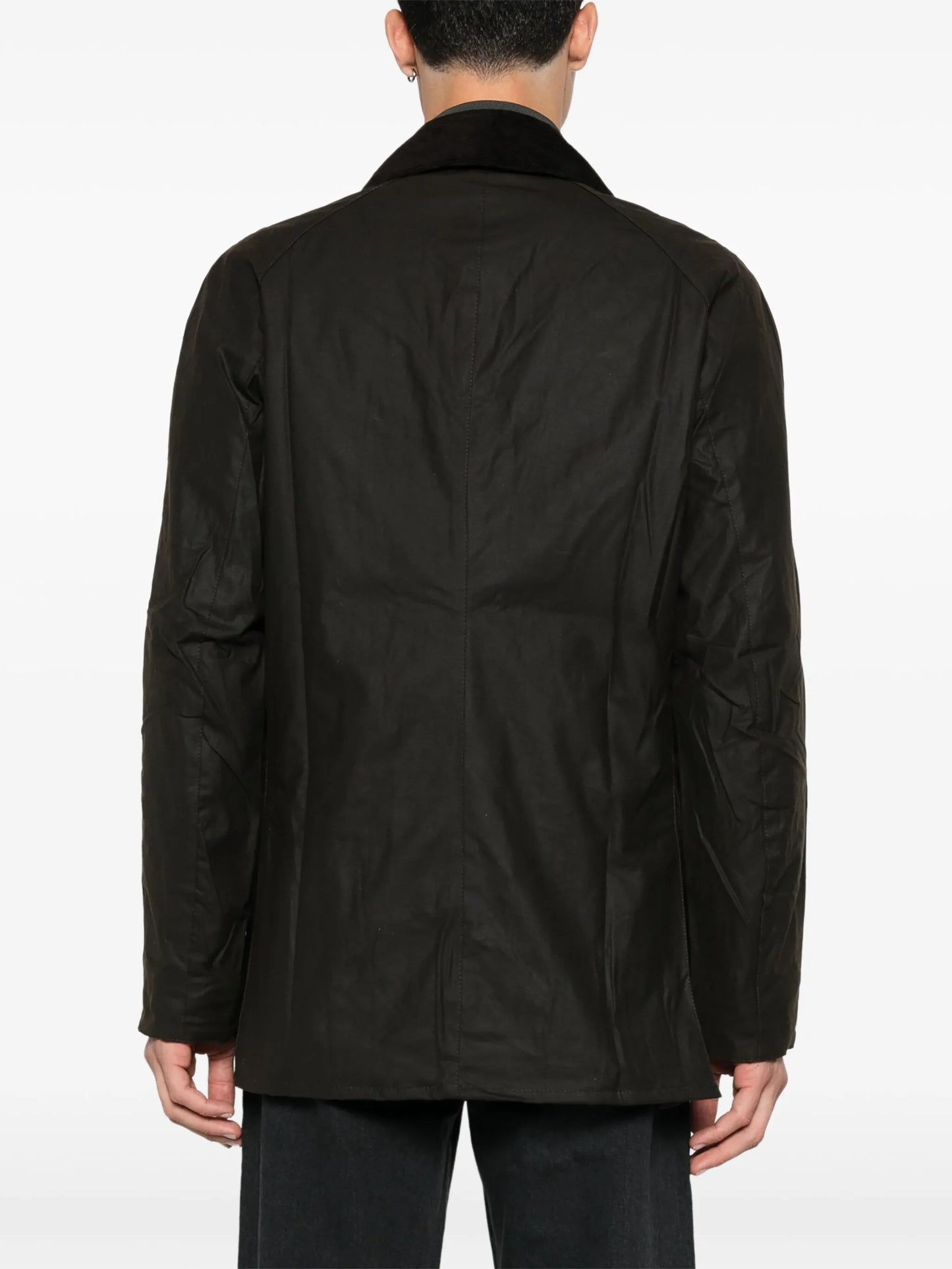 waxed-cotton corduroy-collar jacket