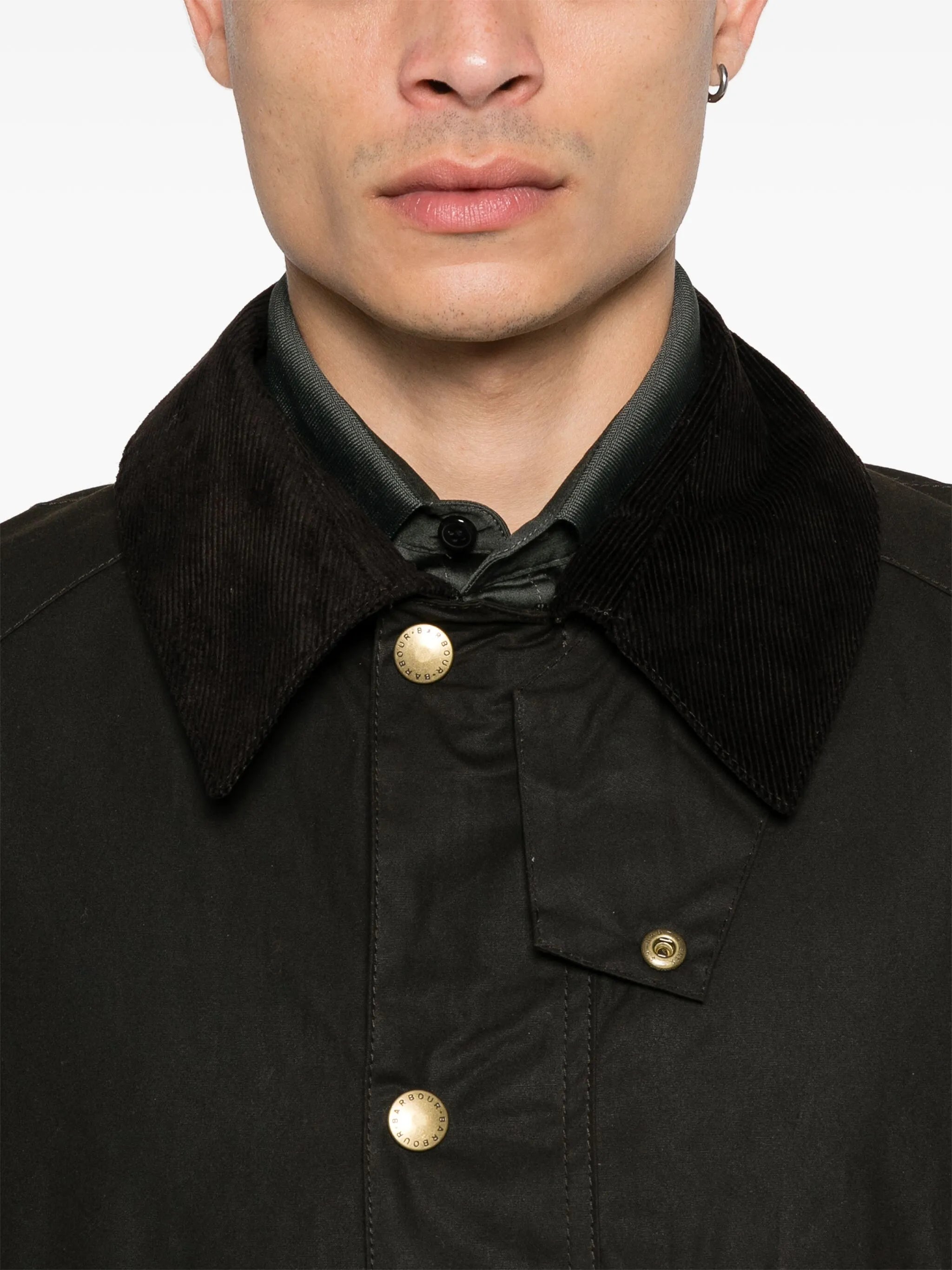 waxed-cotton corduroy-collar jacket