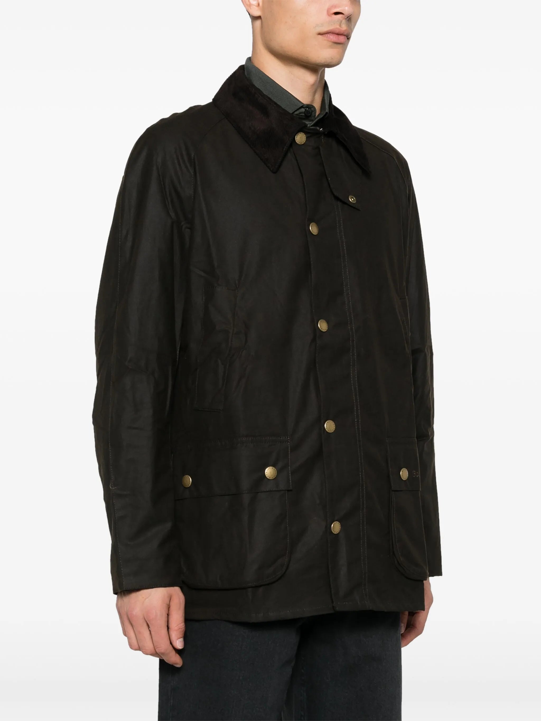 waxed-cotton corduroy-collar jacket