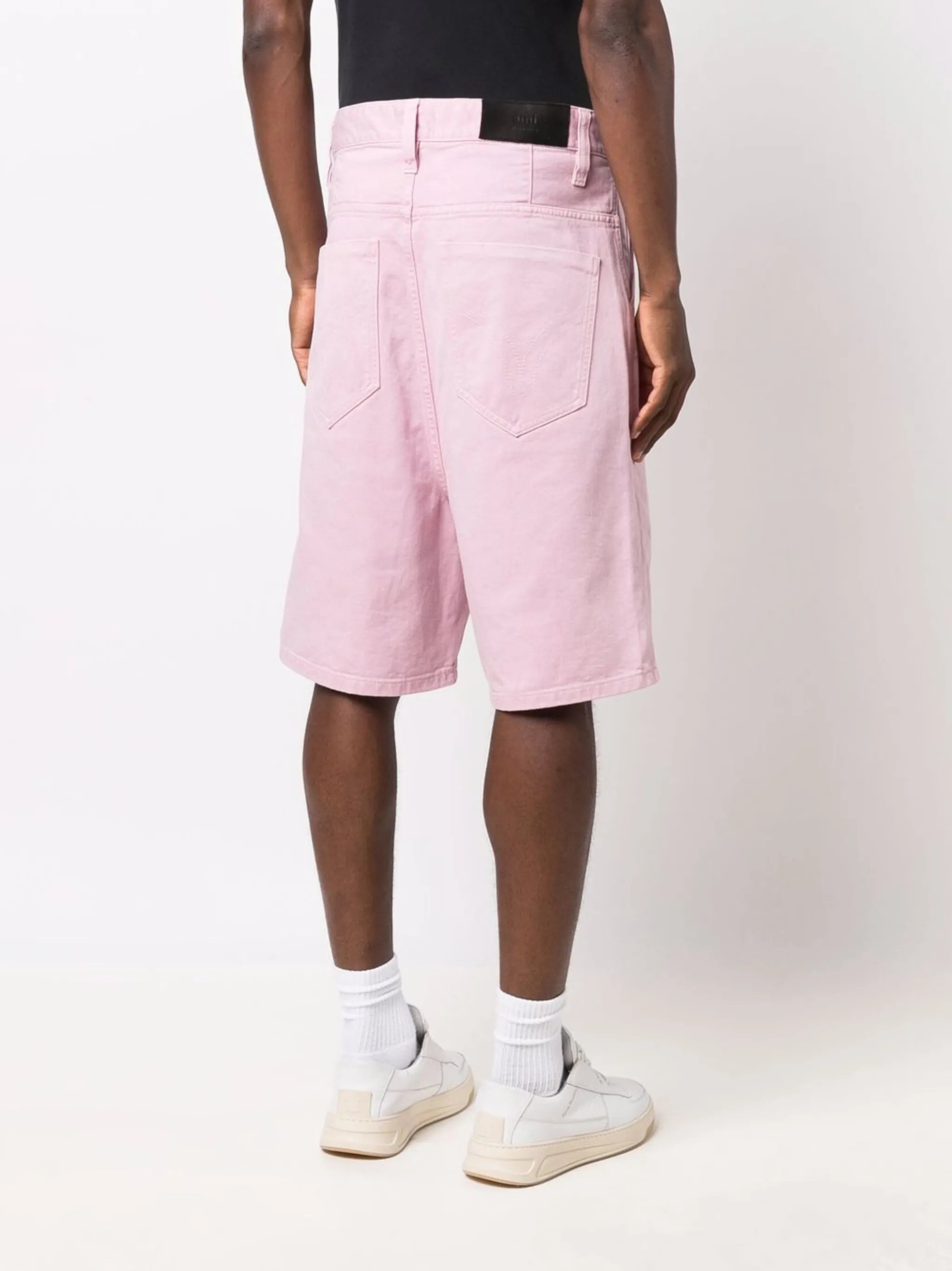 knee-length denim shorts