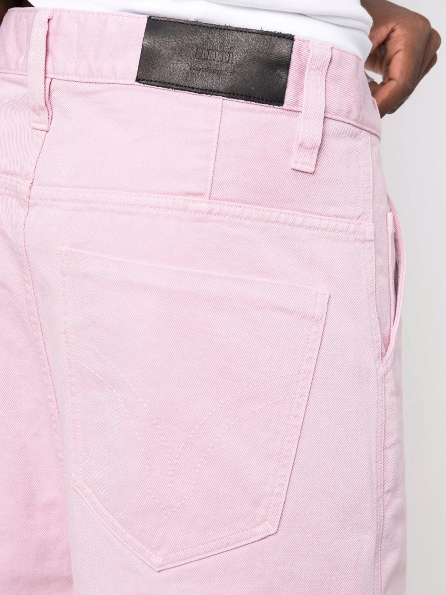 knee-length denim shorts
