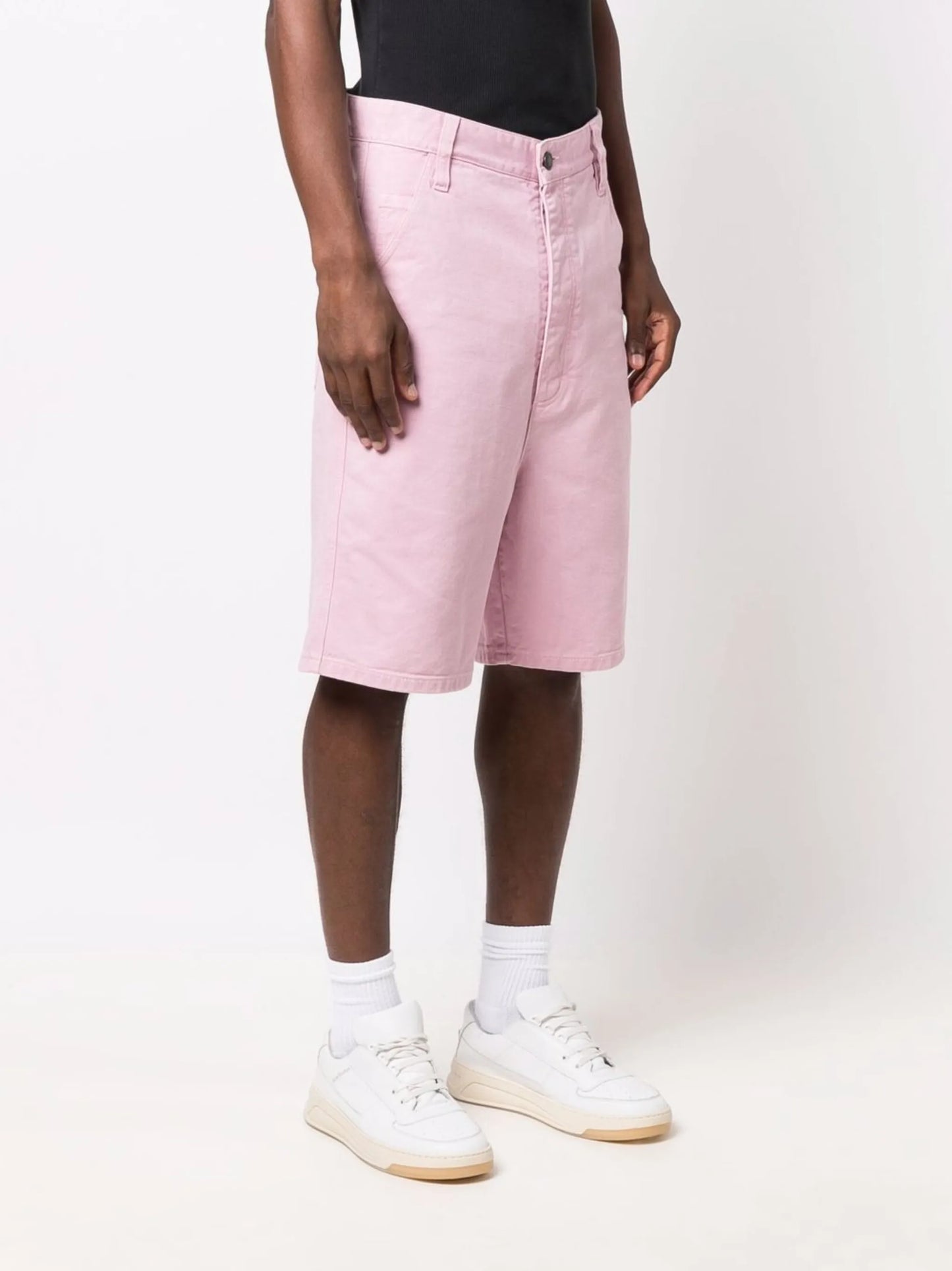 knee-length denim shorts