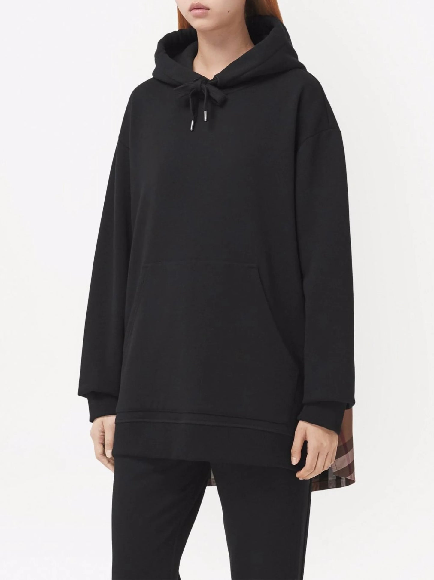 check-print panelled hoodie