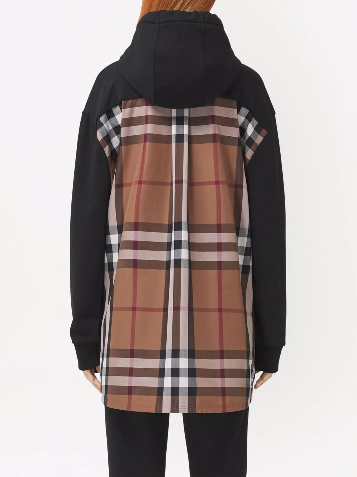 check-print panelled hoodie