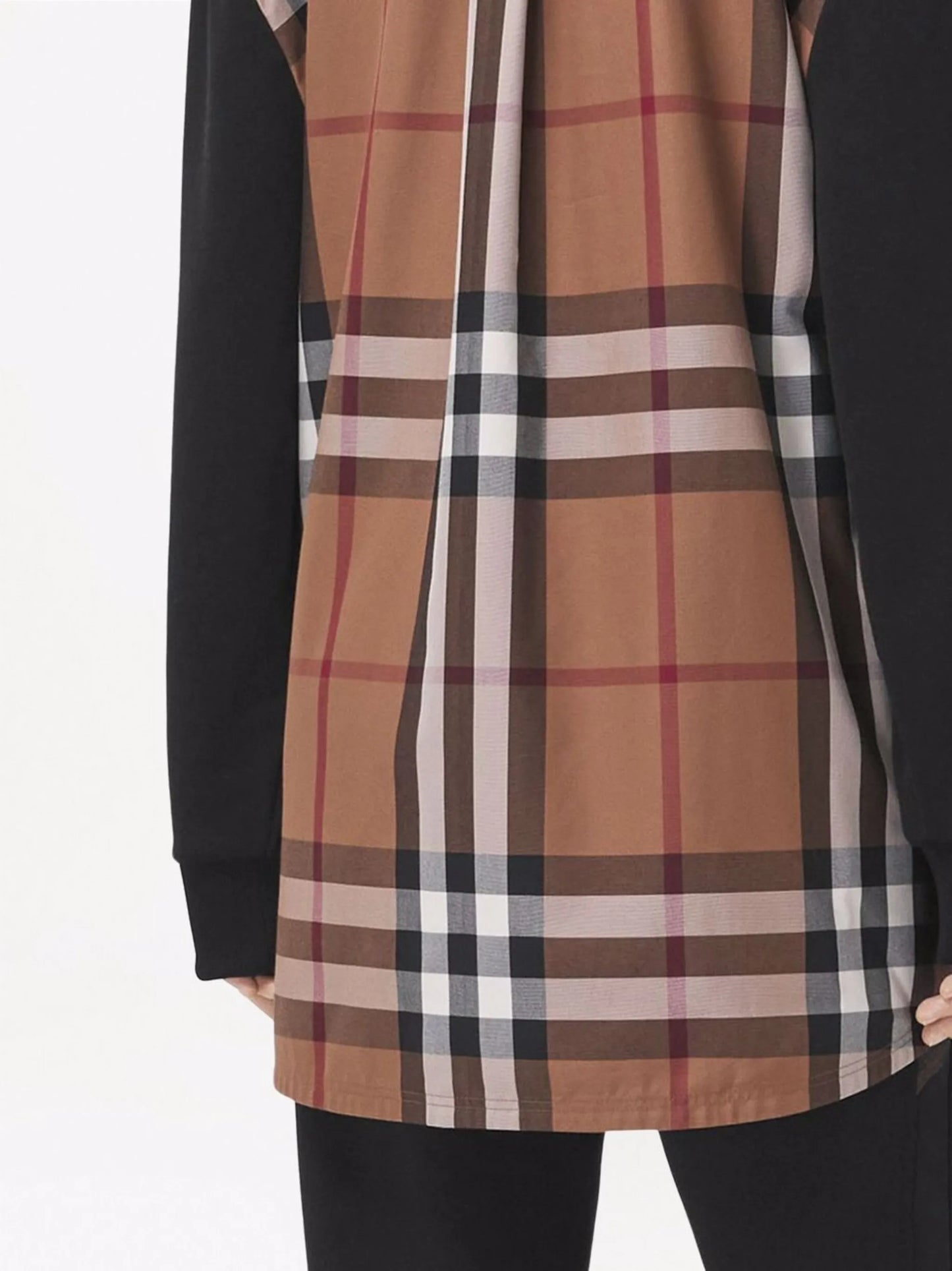 check-print panelled hoodie