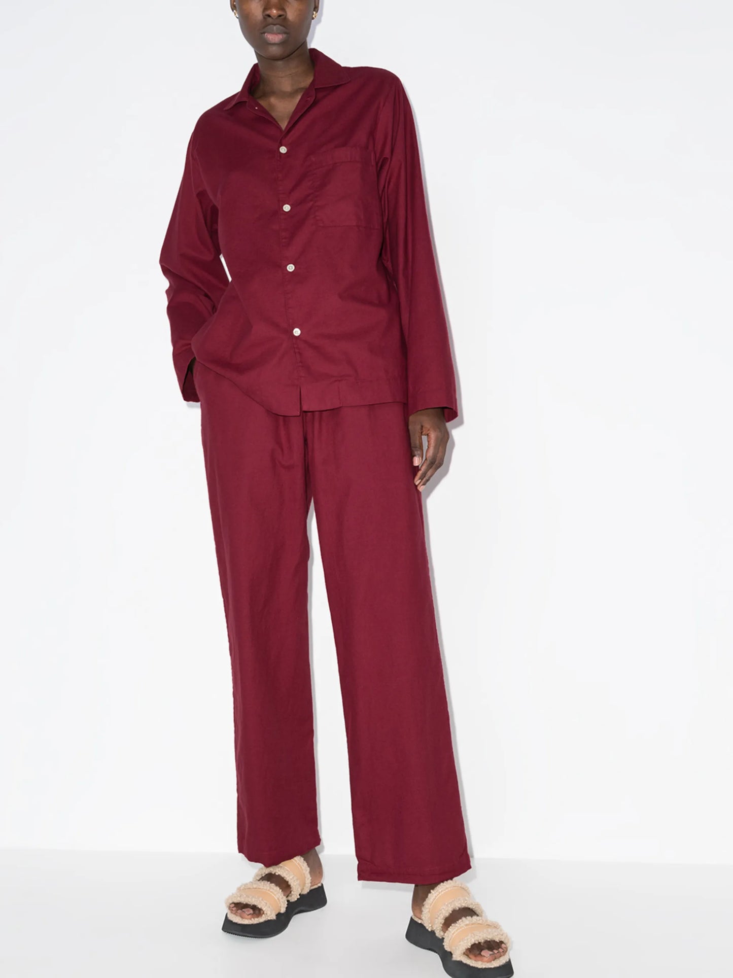 flannel straight-leg pajama bottoms