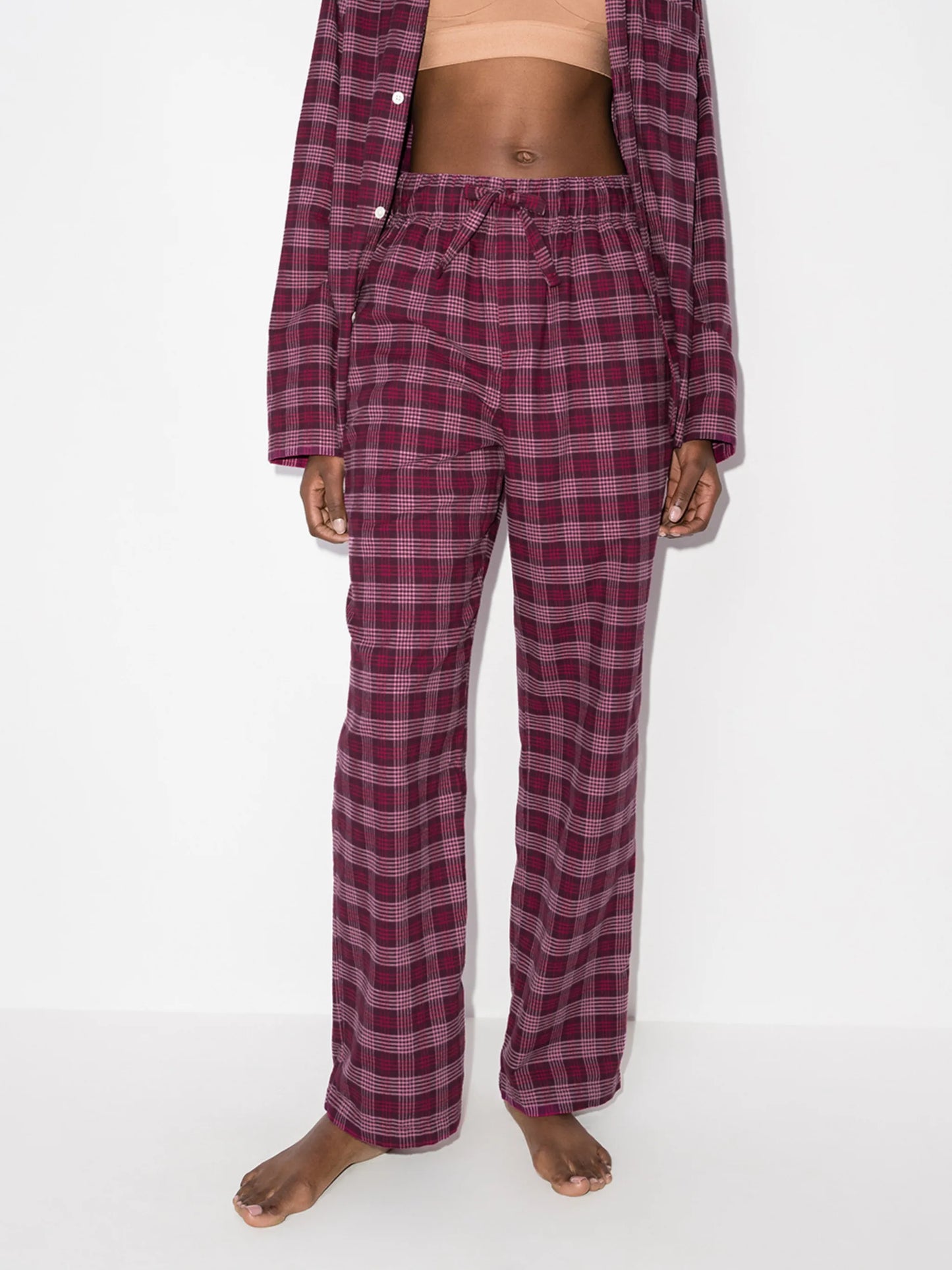 flannel straight-leg pajama bottoms