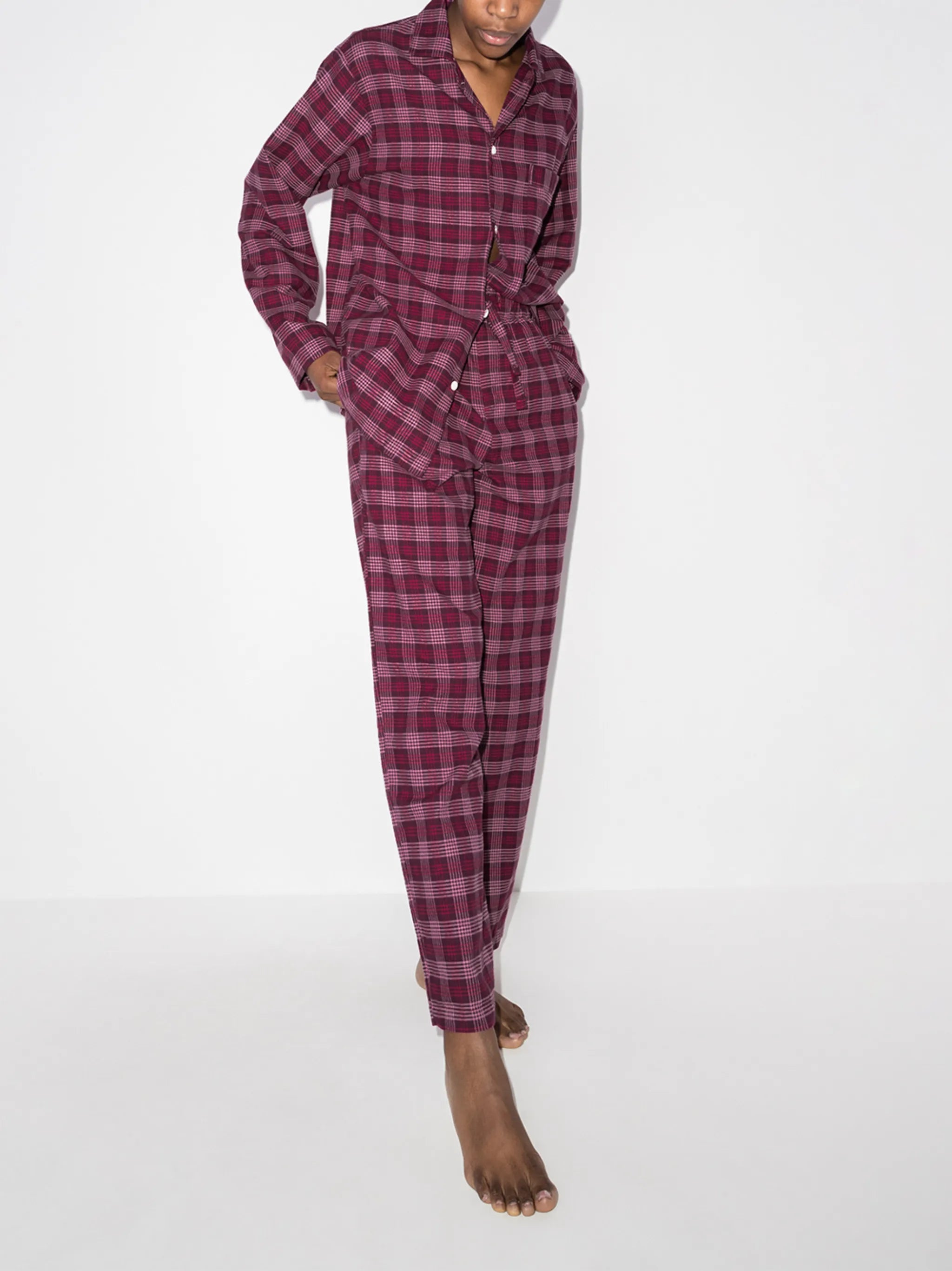 flannel straight-leg pajama bottoms
