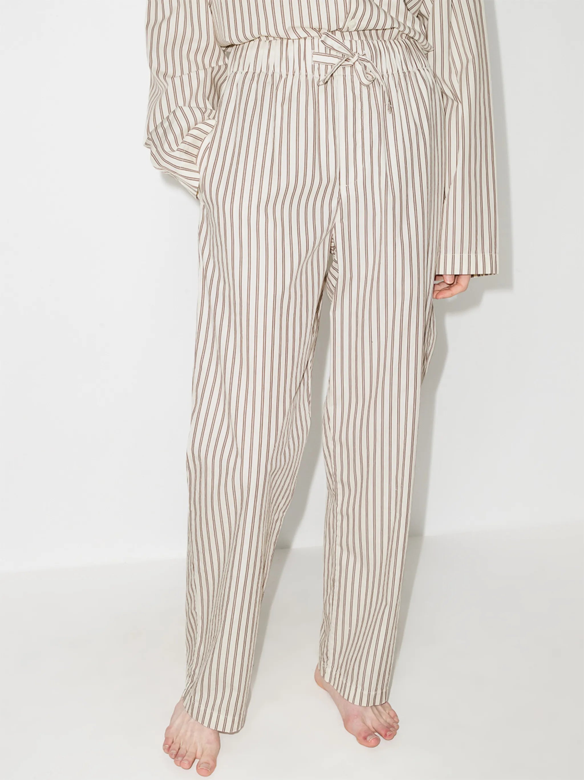 stripe-pattern pajama trousers