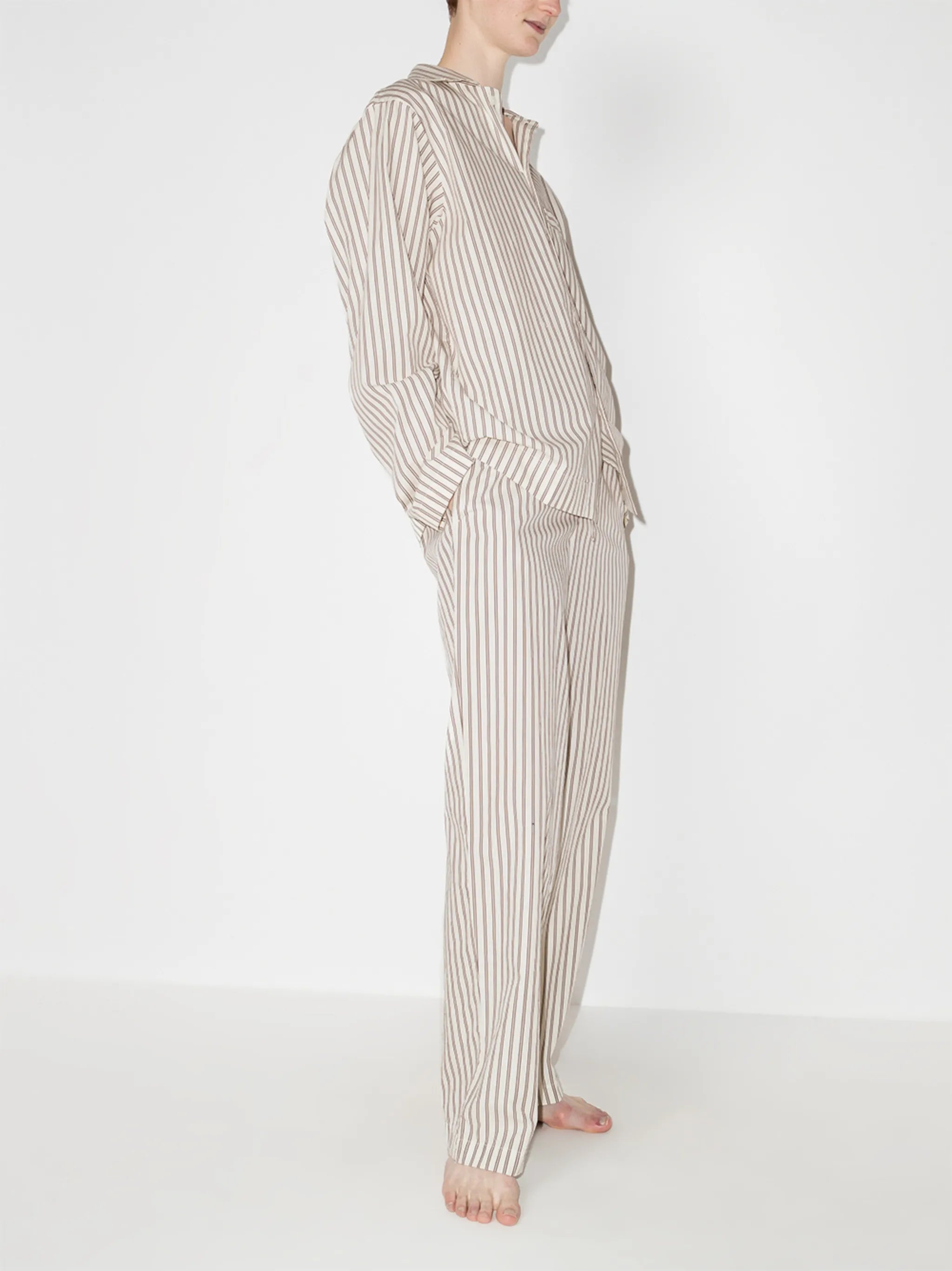 stripe-pattern pajama trousers