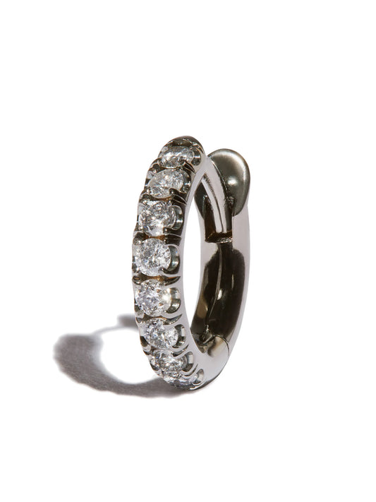 18kt white gold mini diamond hoop single earring