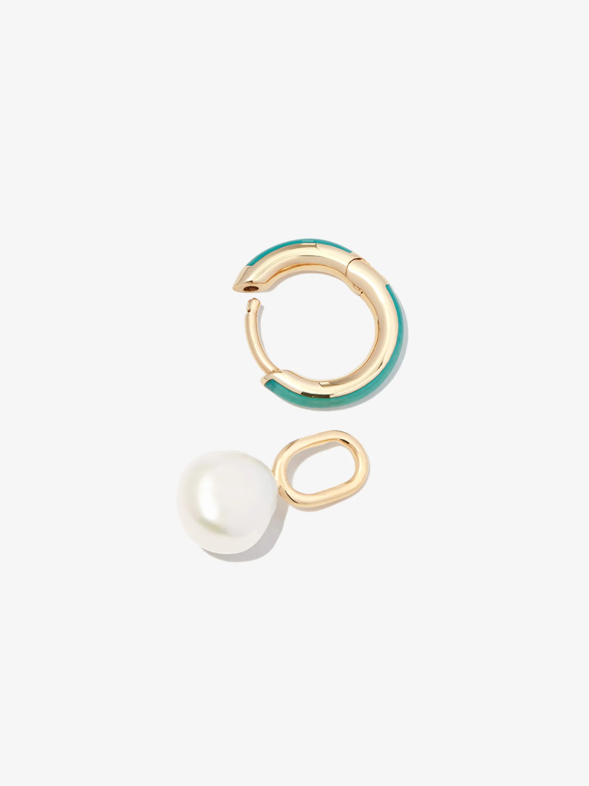 pearl drop huggie earing