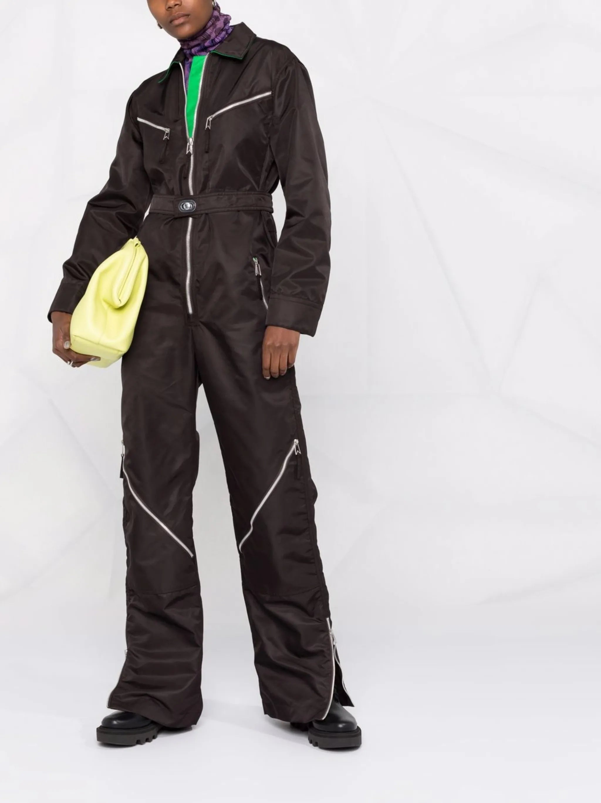 zip-detail long-sleeve jumpsuit