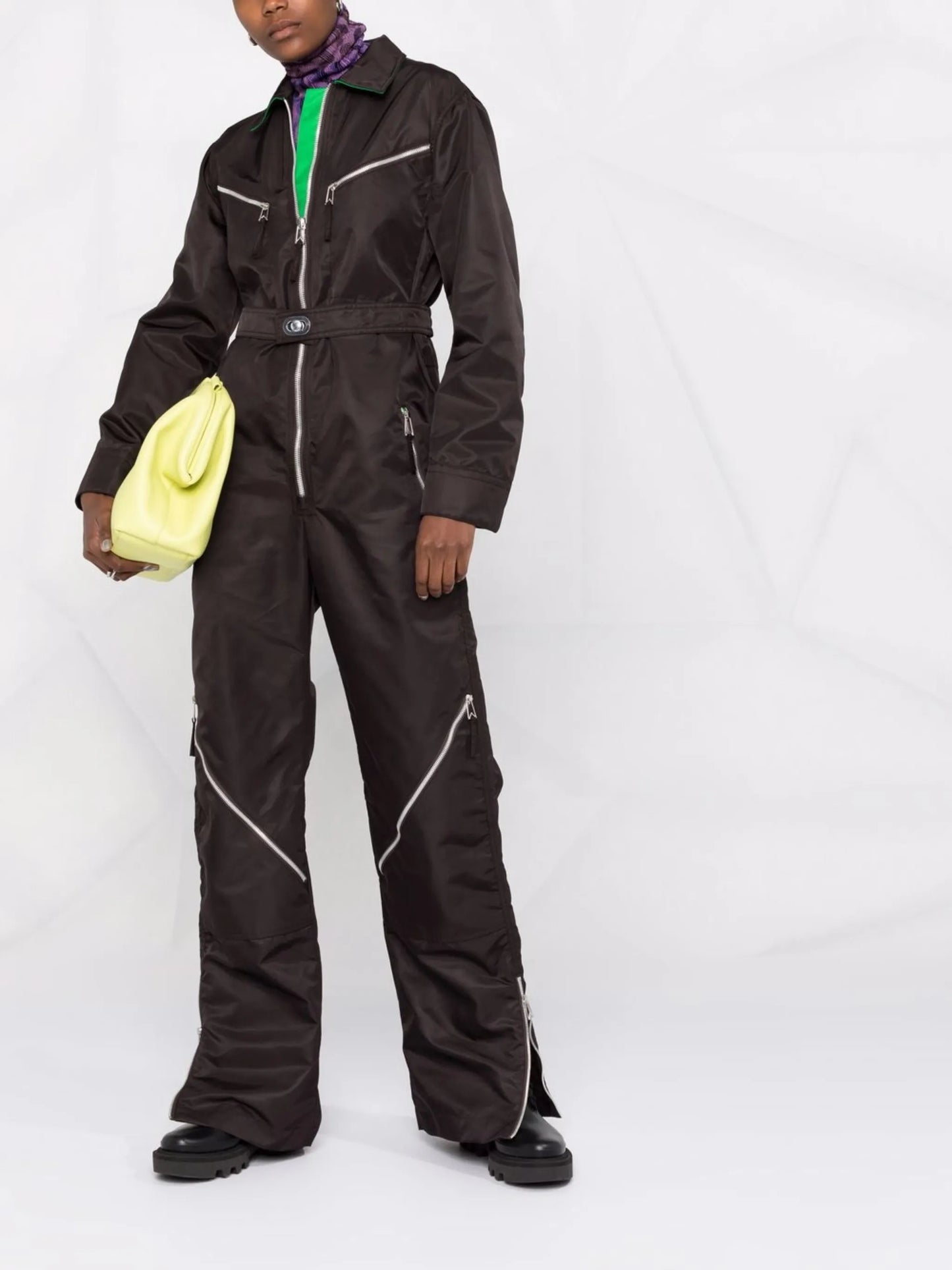 zip-detail long-sleeve jumpsuit
