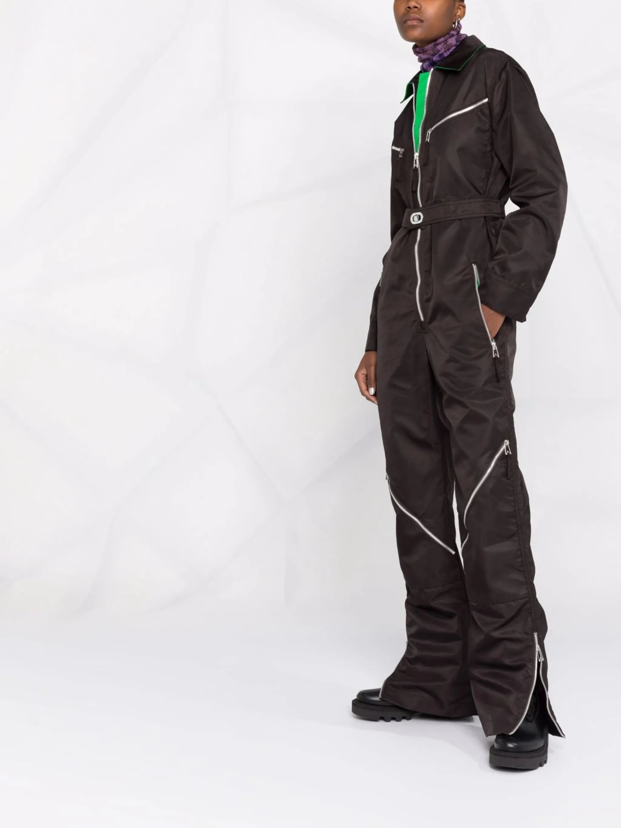zip-detail long-sleeve jumpsuit