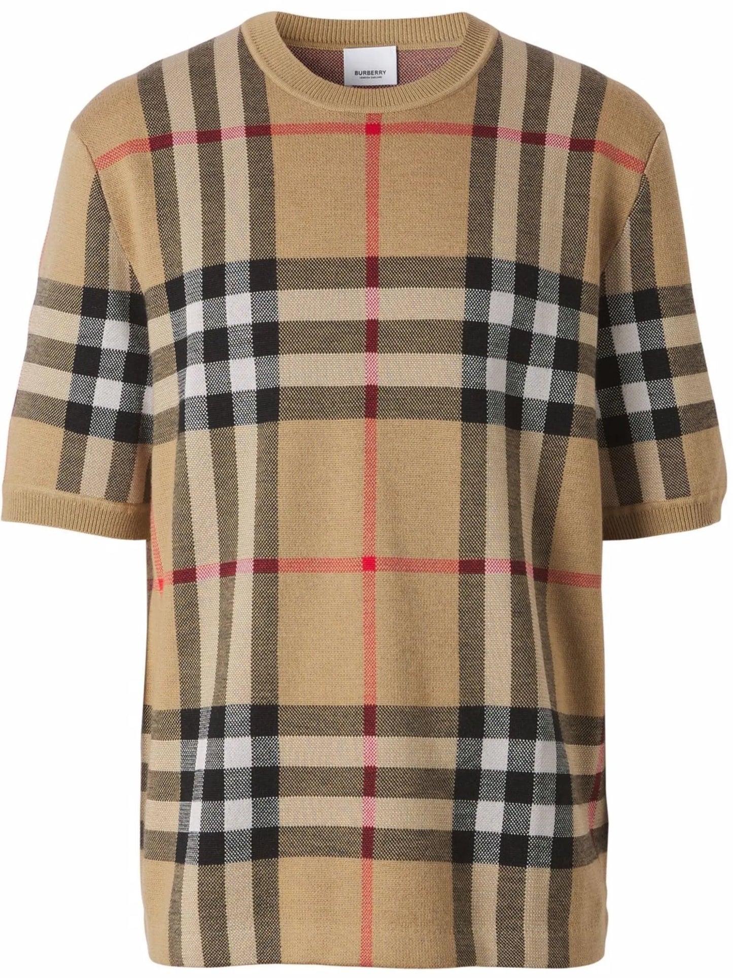 check-print silk-wool T-shirt